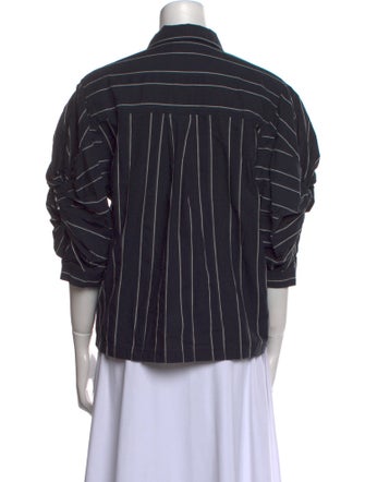 Acler Striped Three-Quarter Sleeve Button-Up Top