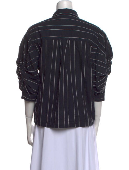 Acler Striped Three-Quarter Sleeve Button-Up Top