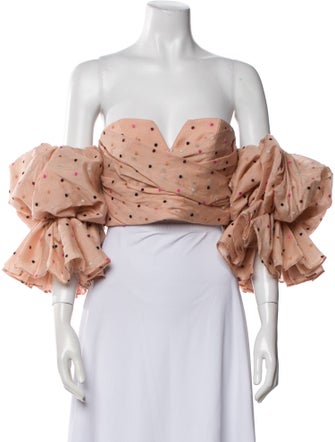 Acler Polka Dot Print Off-The-Shoulder Crop Top