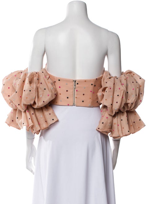 Acler Polka Dot Print Off-The-Shoulder Crop Top