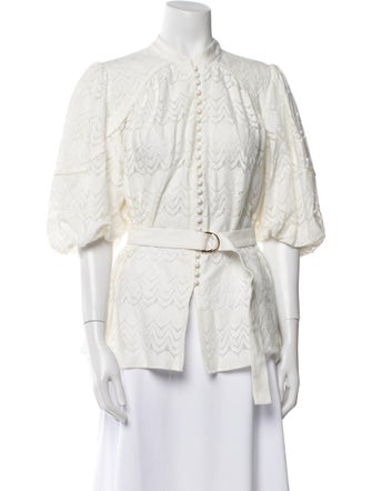 Acler Lace Pattern Mock Neck Blouse
