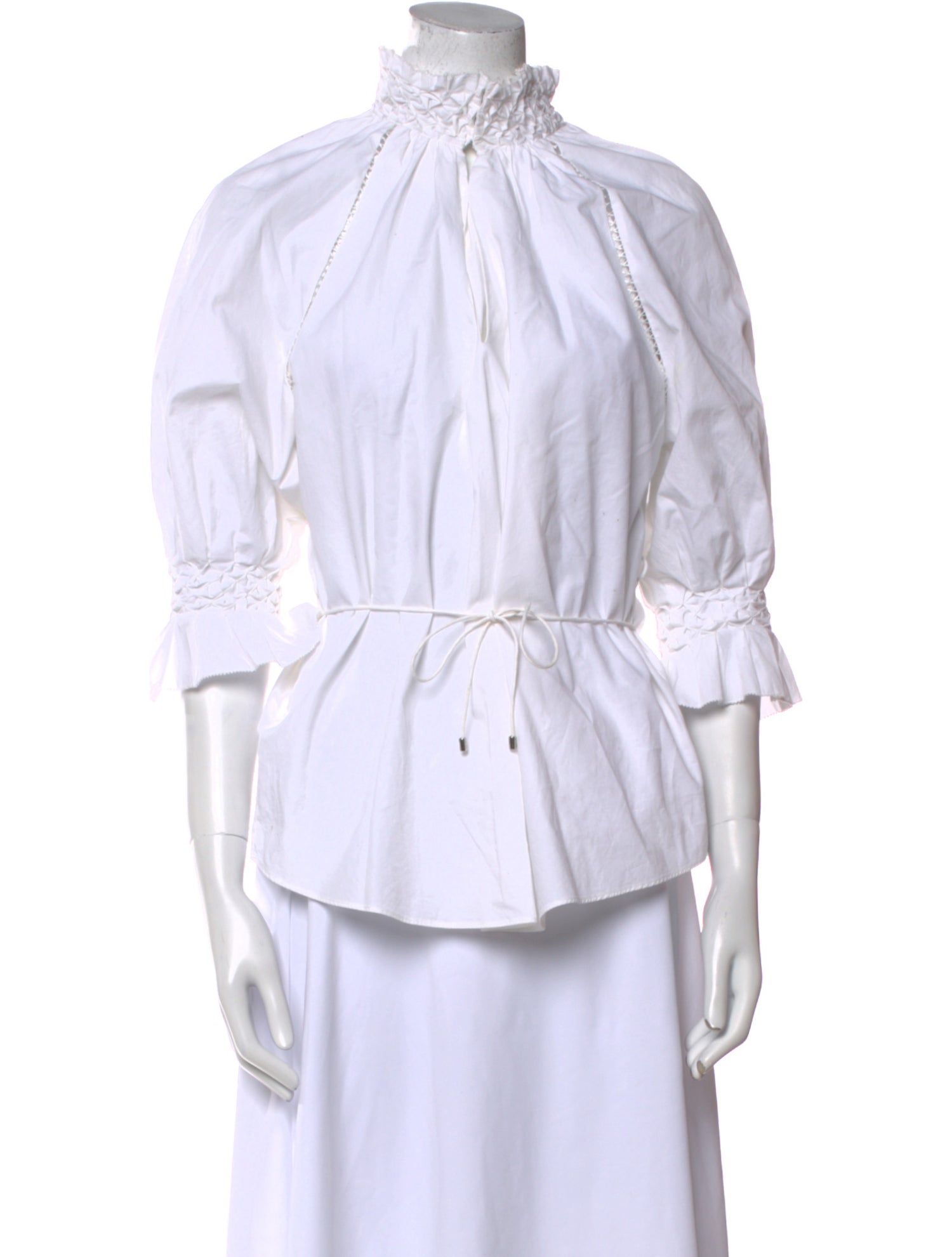 Acler Mock Neck Three-Quarter Sleeve Button-Up Top