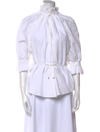 Acler Mock Neck Three-Quarter Sleeve Button-Up Top