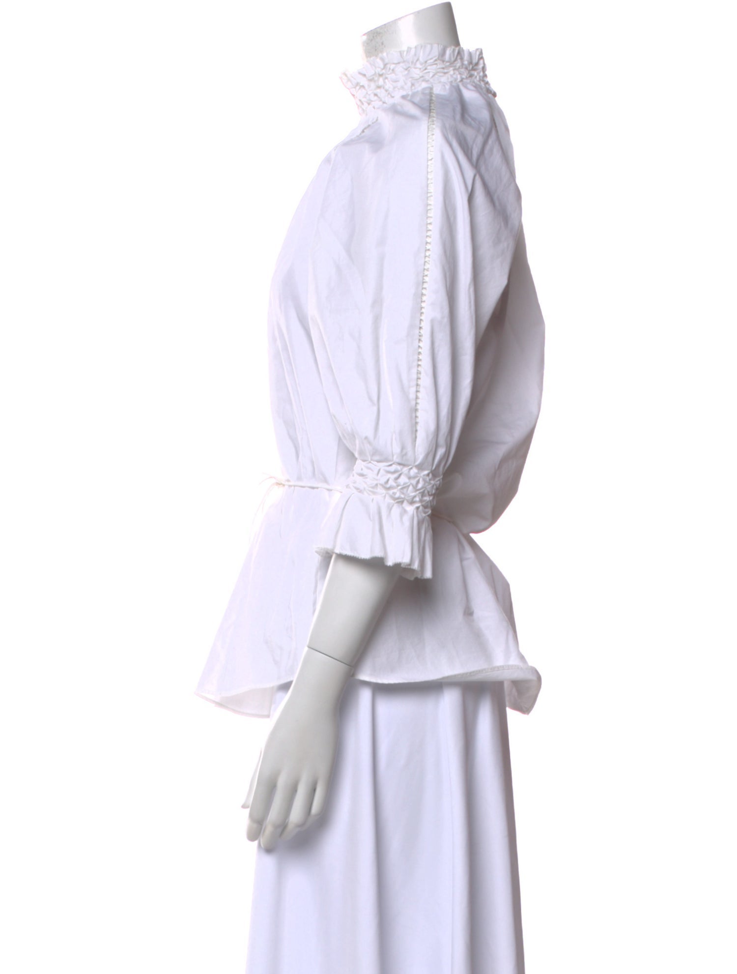 Acler Mock Neck Three-Quarter Sleeve Button-Up Top