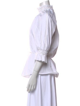 Acler Mock Neck Three-Quarter Sleeve Button-Up Top