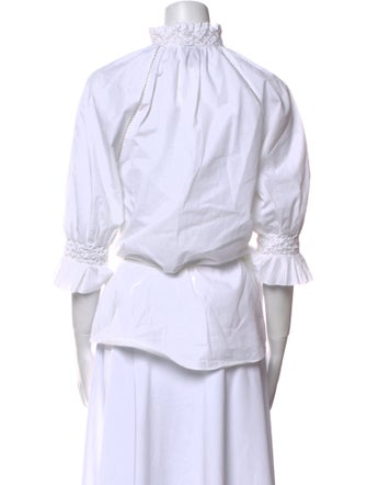 Acler Mock Neck Three-Quarter Sleeve Button-Up Top