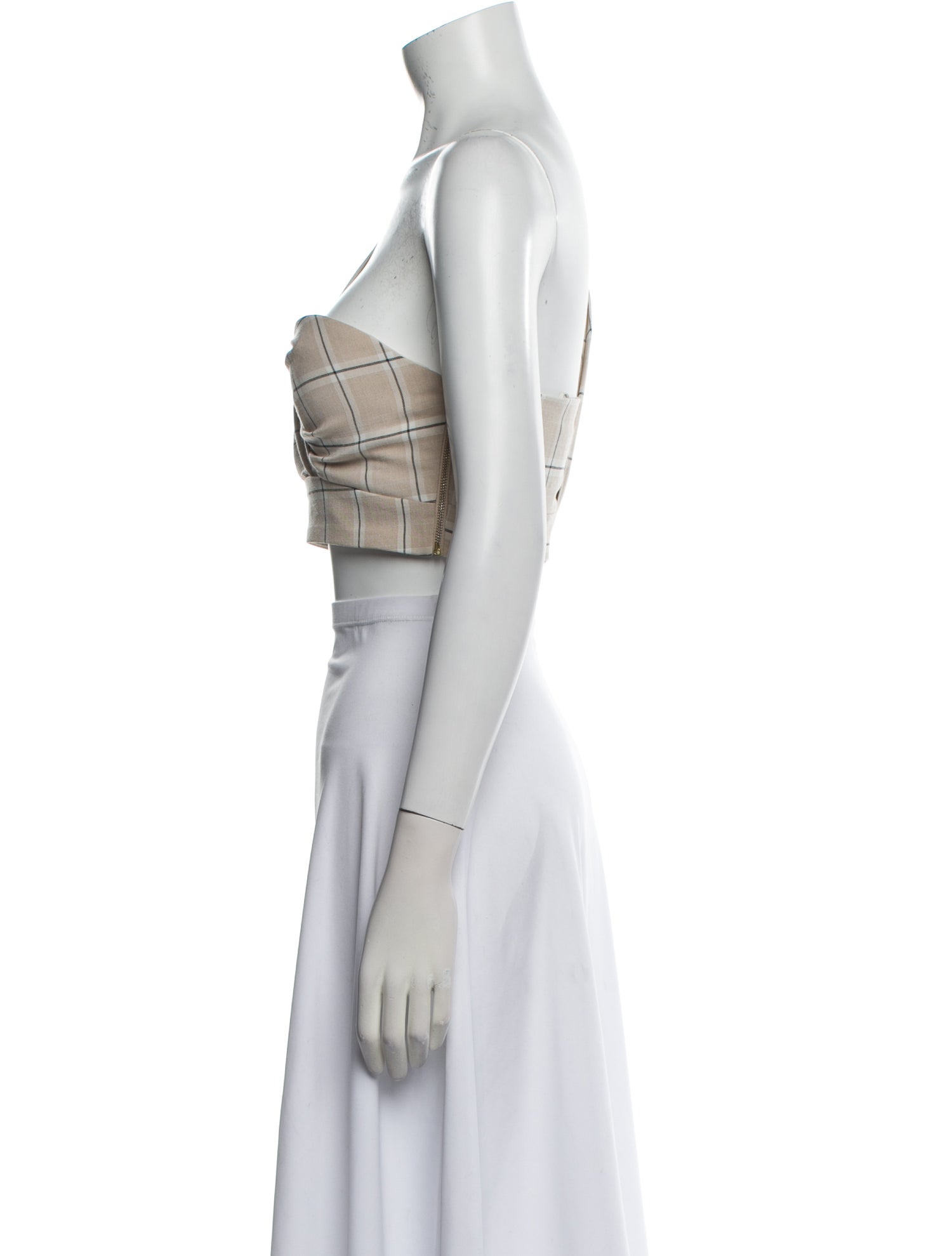 Acler Plaid Print One-Shoulder Crop Top