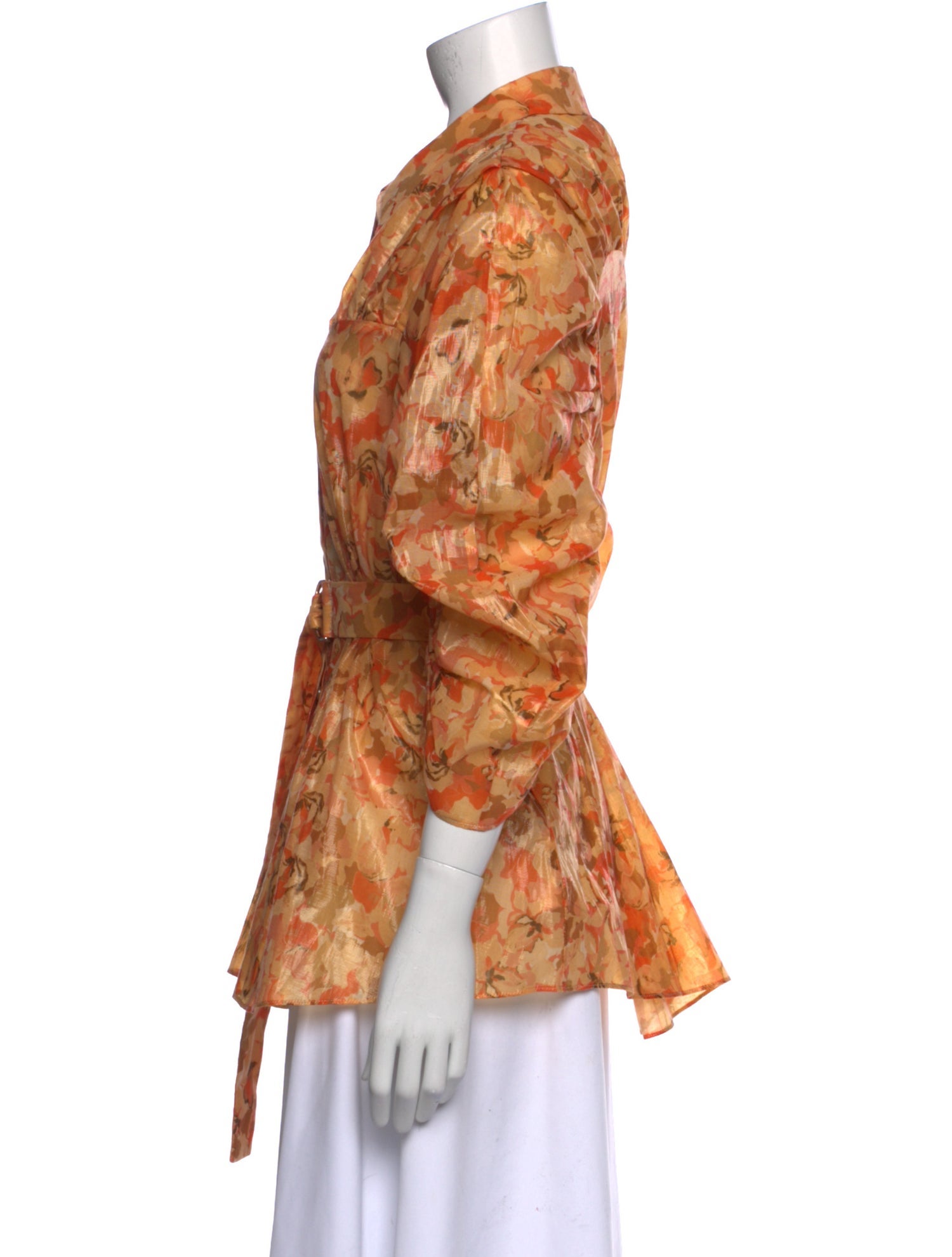 Acler Printed Three-Quarter Sleeve Button-Up Top w/ Tags