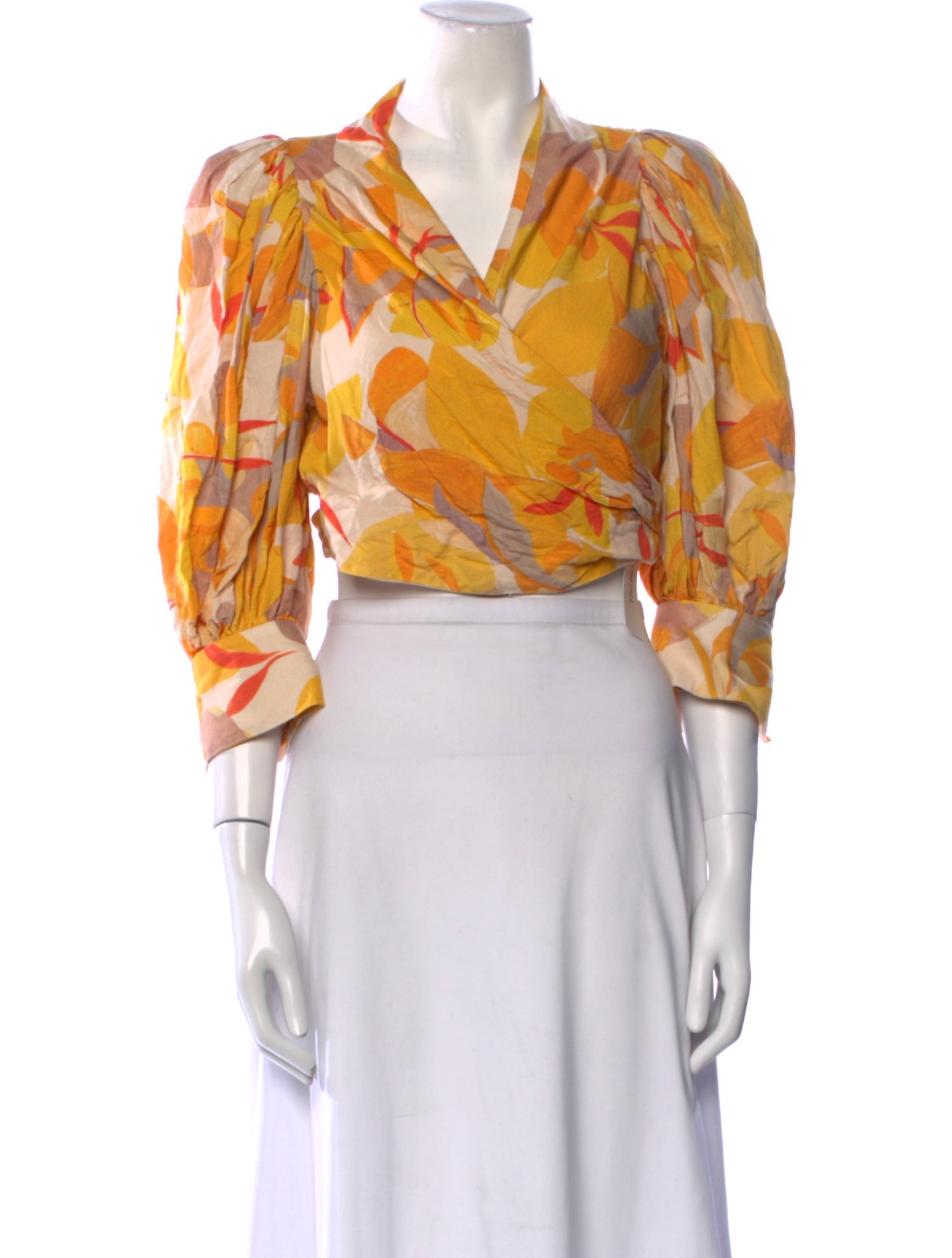 Acler Floral Print V-Neck Crop Top