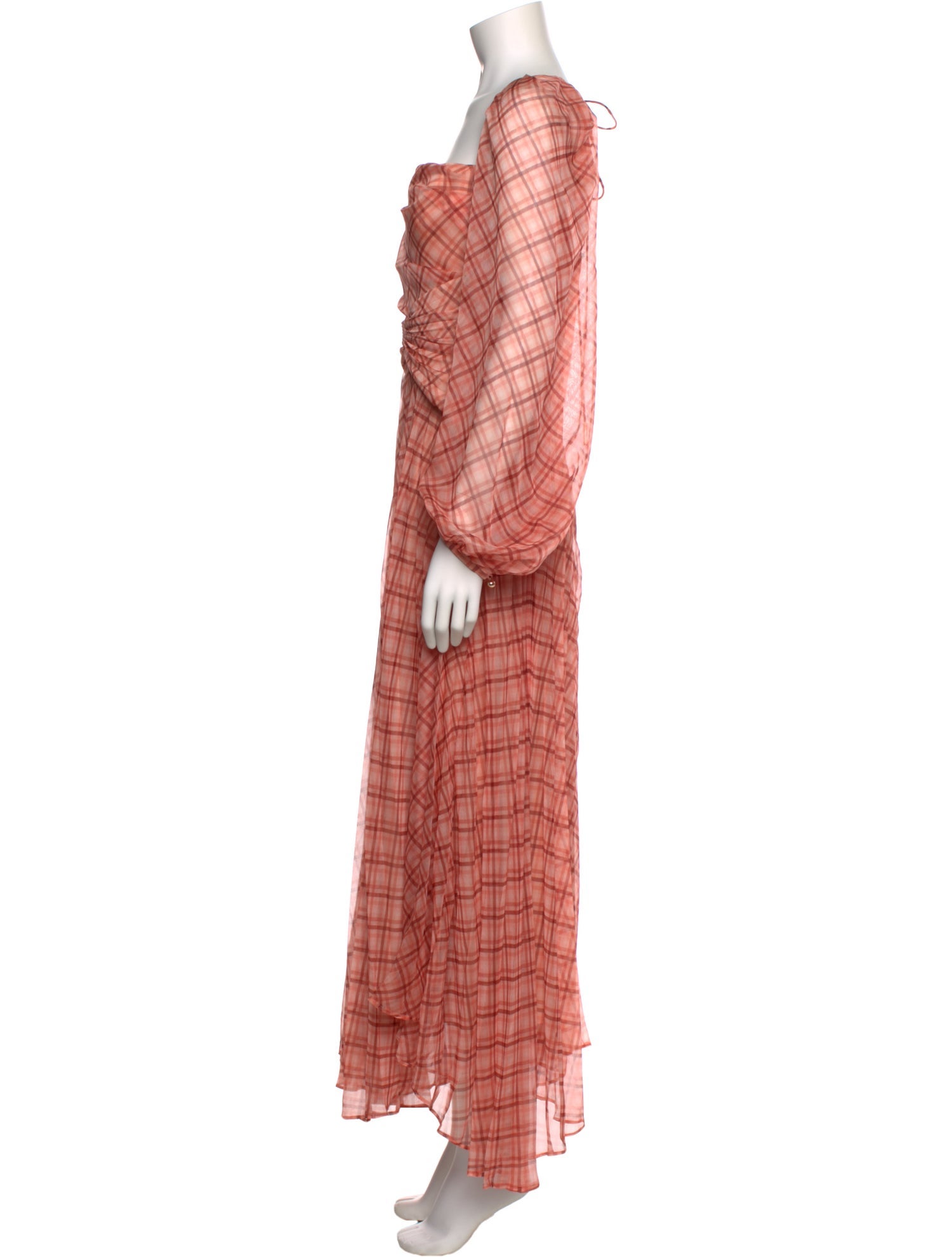 Acler Plaid Print Long Dress