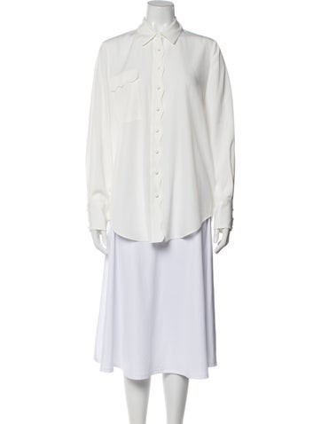 Pre-owned Acler Long Sleeve Blouse In White