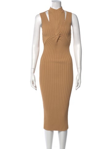 Pre-owned Acler Striped Midi Length Dress In Neutral