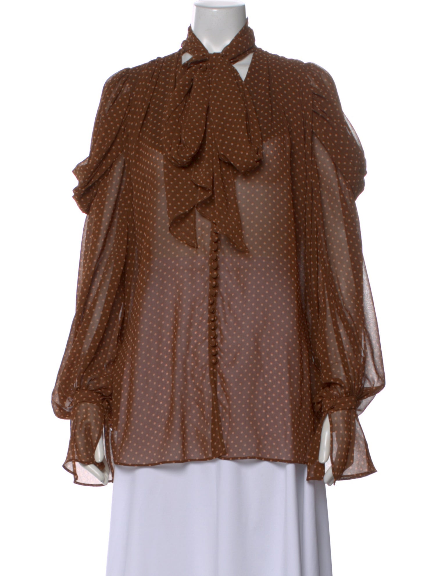 Acler Polka Dot Print Tie Neck Blouse