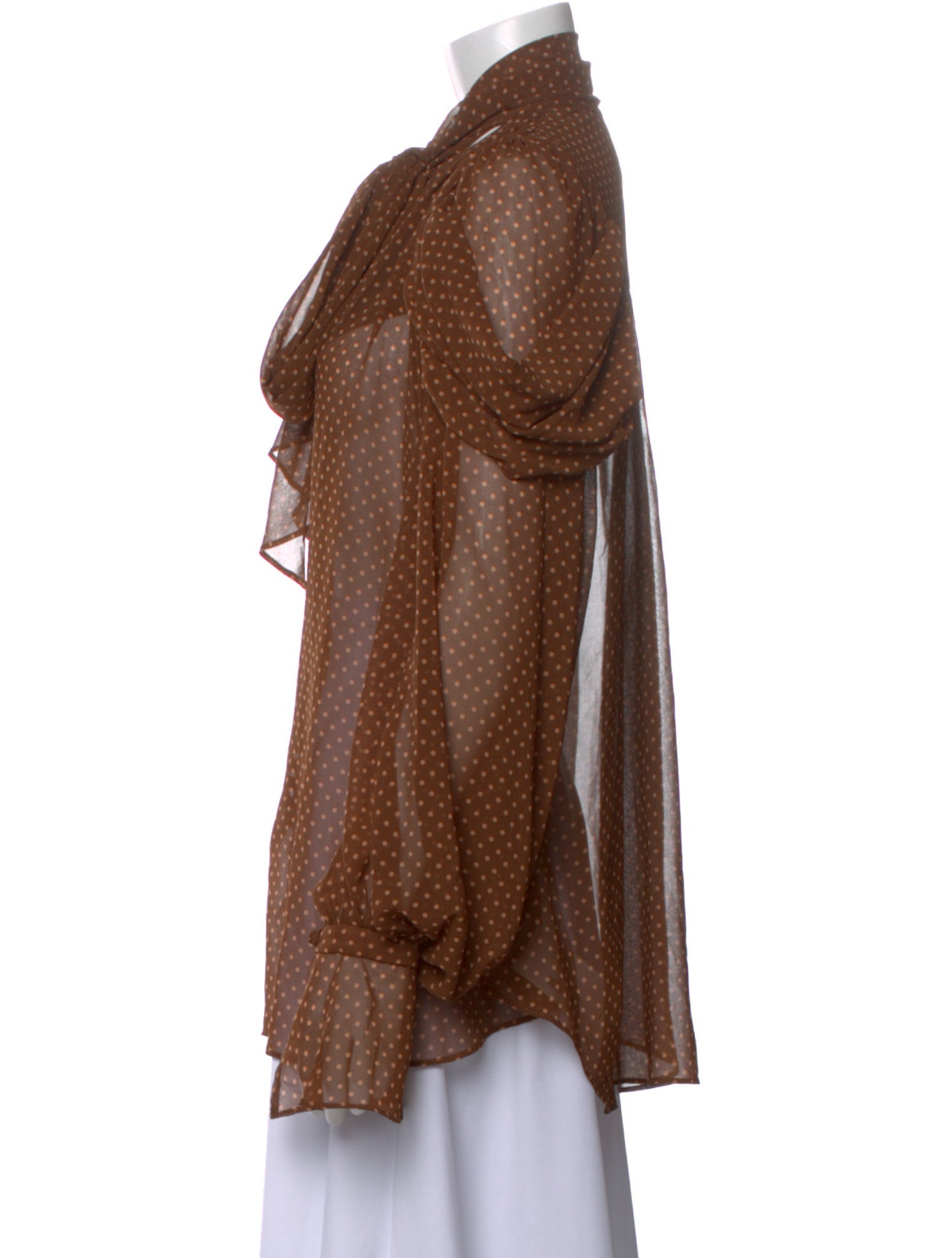 Acler Polka Dot Print Tie Neck Blouse