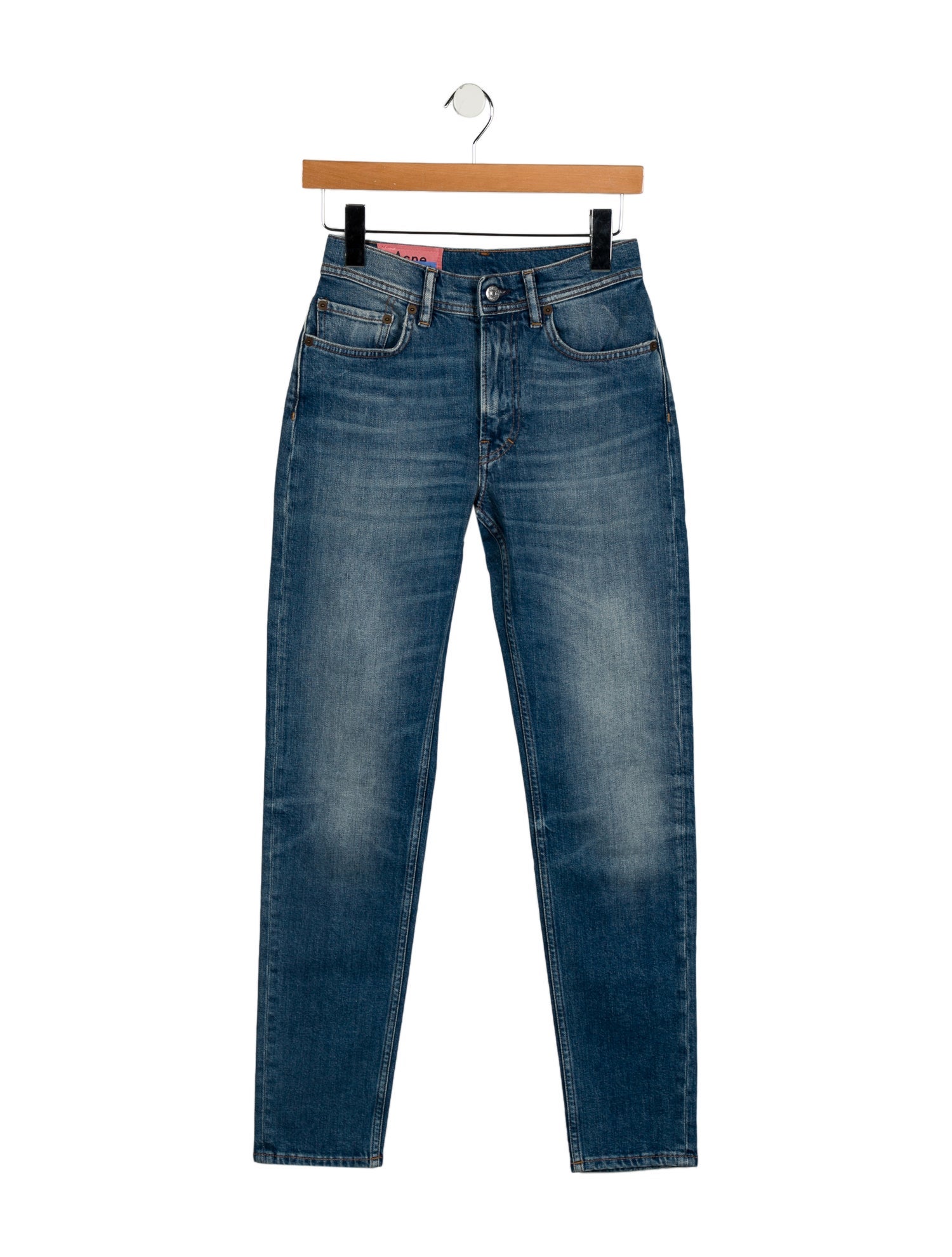 Acne Studios Blå Konst Mid-Rise Straight Leg Jeans w/ Tags
