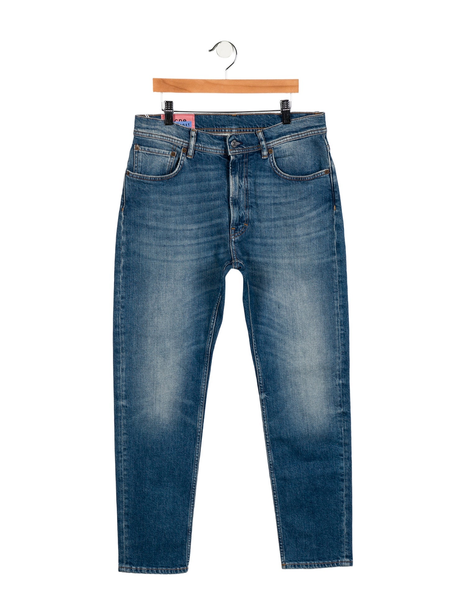 Acne Studios Blå Konst Mid-Rise Straight Leg Jeans w/ Tags