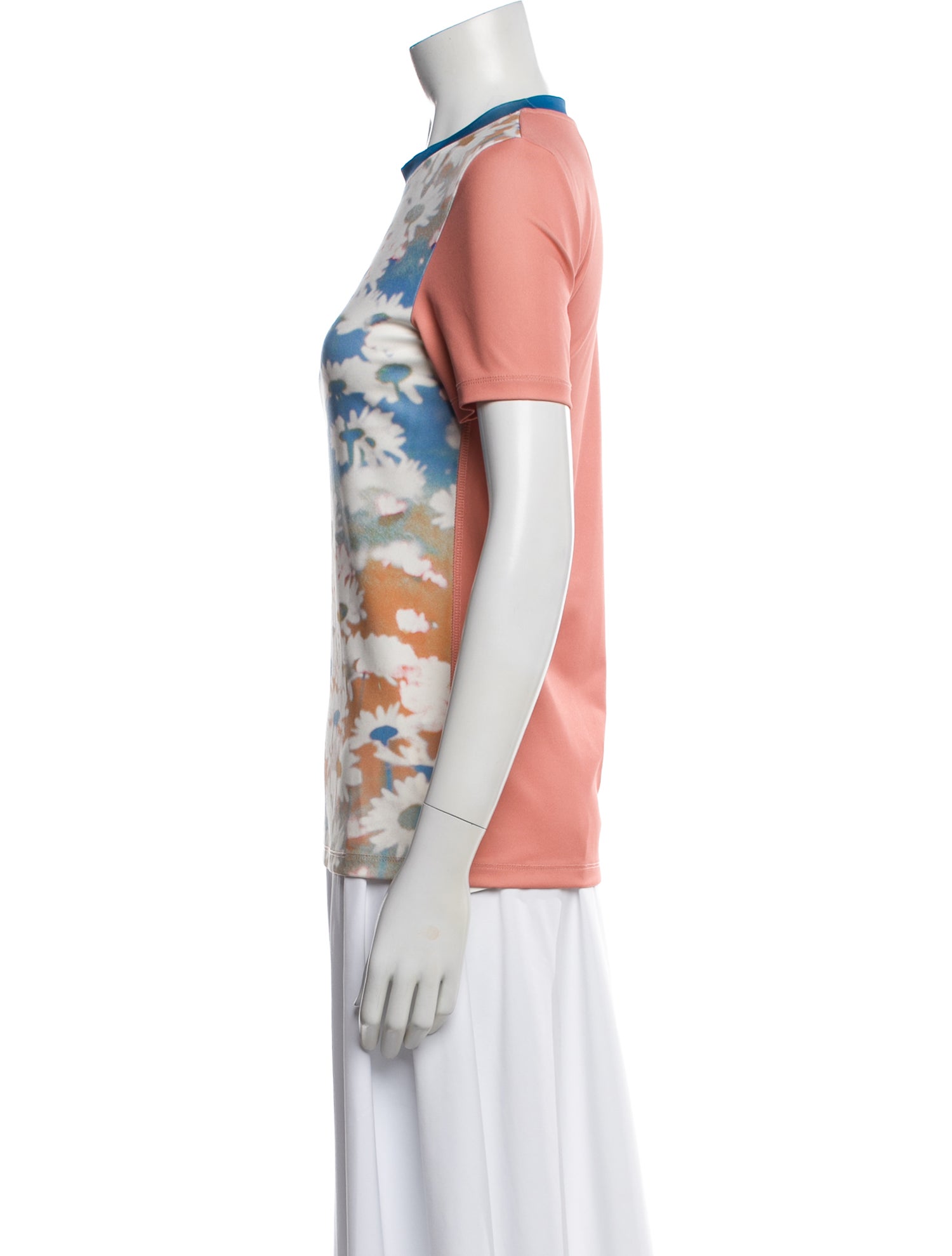 Acne Studios Blå Konst Floral Print Crew Neck T-Shirt