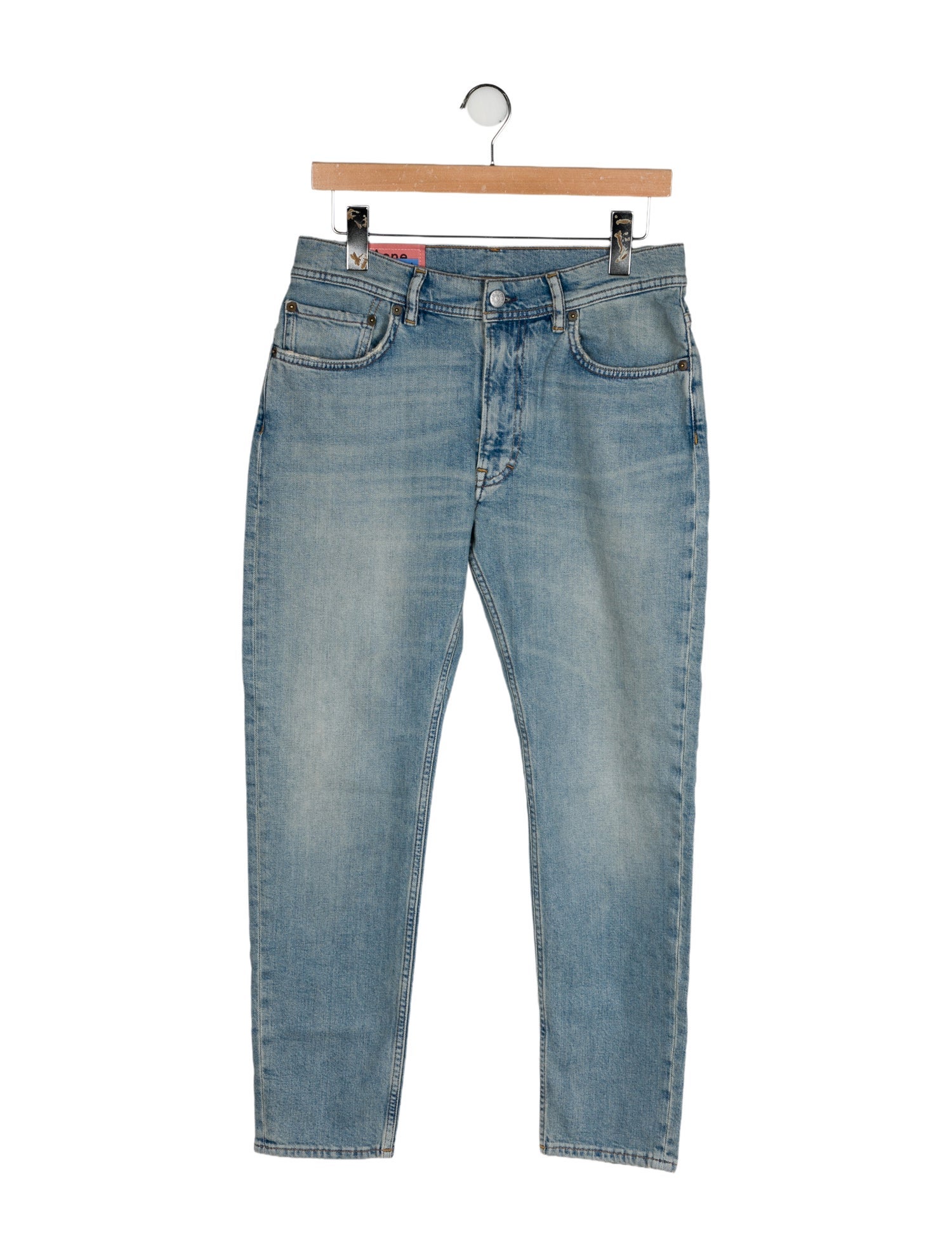 Acne Studios Blå Konst Mid-Rise Straight Leg Jeans w/ Tags