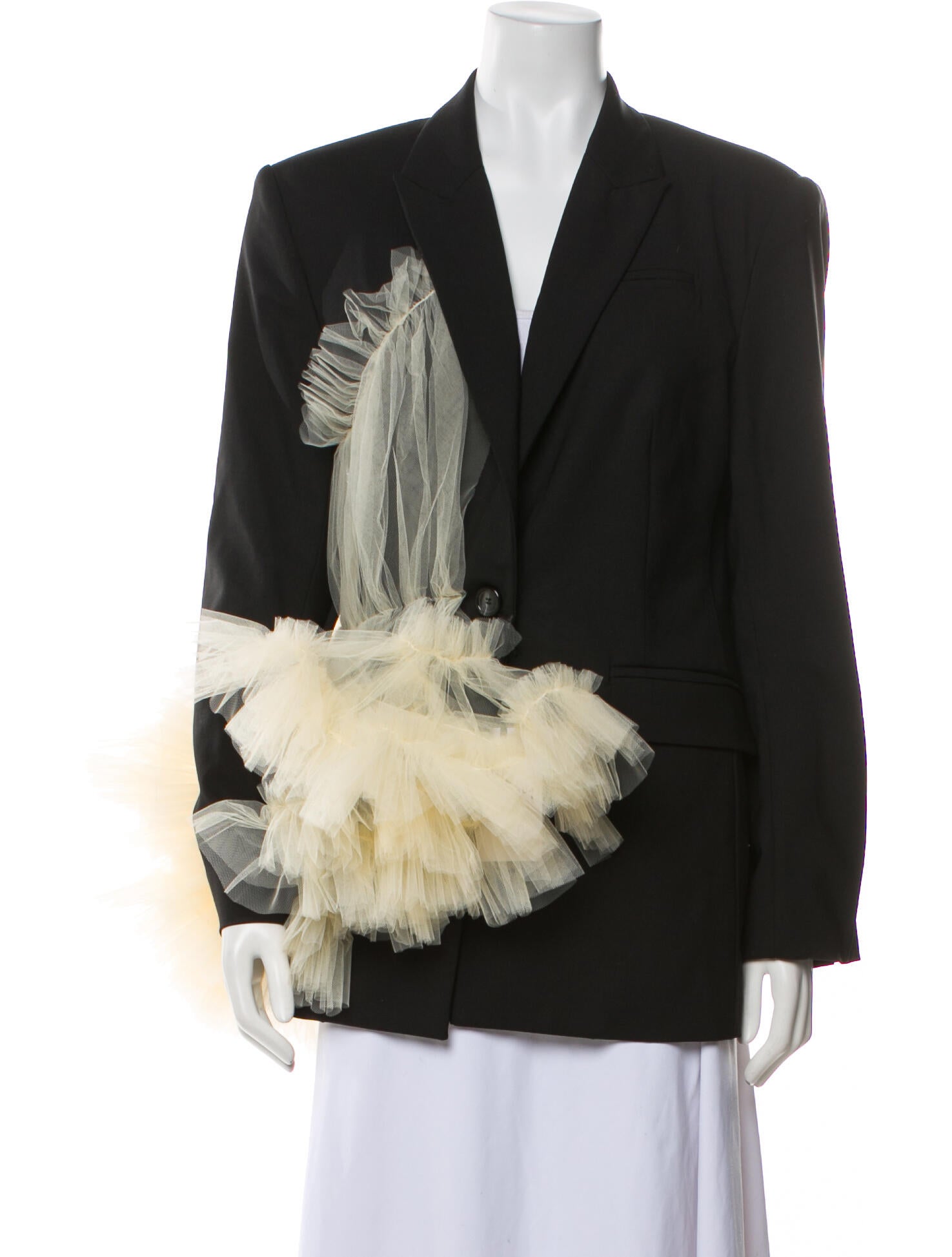 Act N°1 Wool Colorblock Pattern Faux Fur Jacket