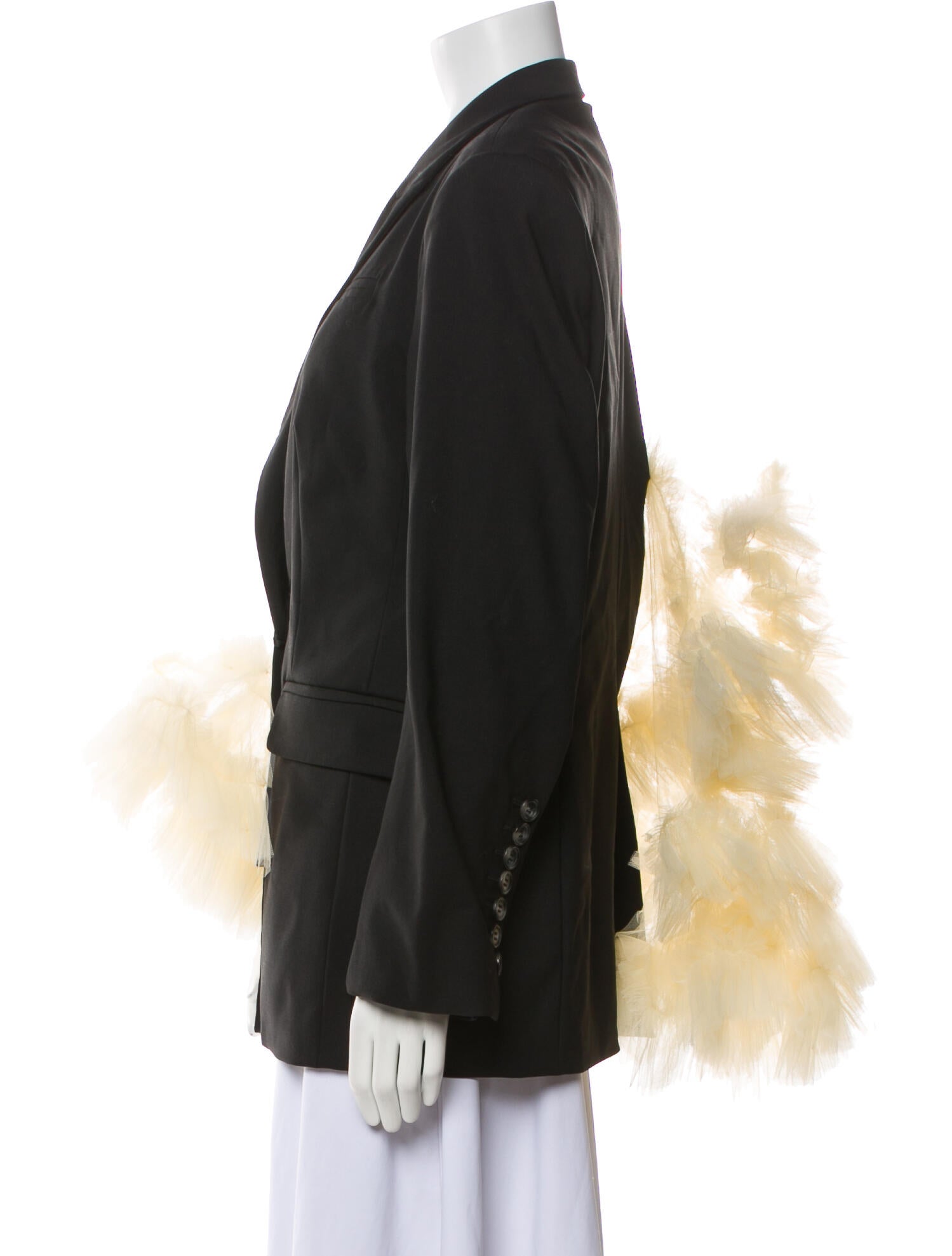 Act N°1 Wool Colorblock Pattern Faux Fur Jacket