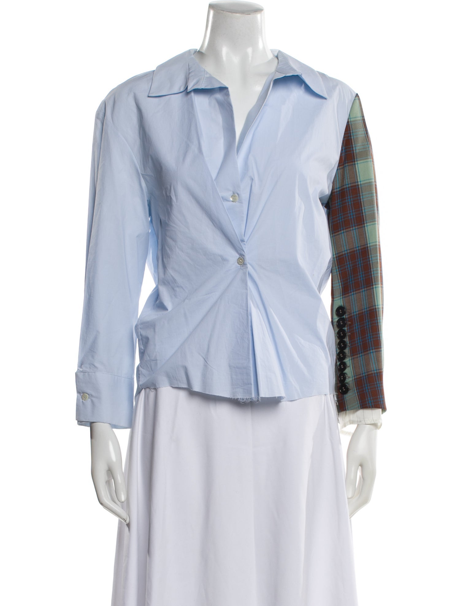 Act N°1 Plaid Print Long Sleeve Blouse