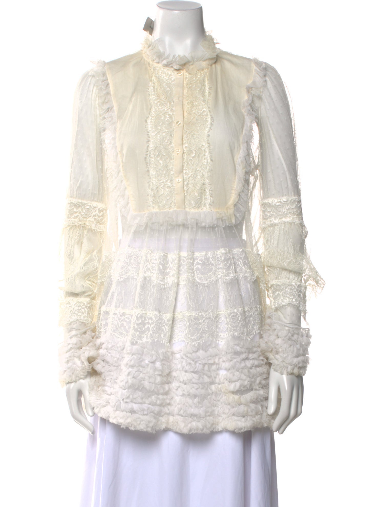 Amen Couture Lace Pattern Mock Neck Tunic