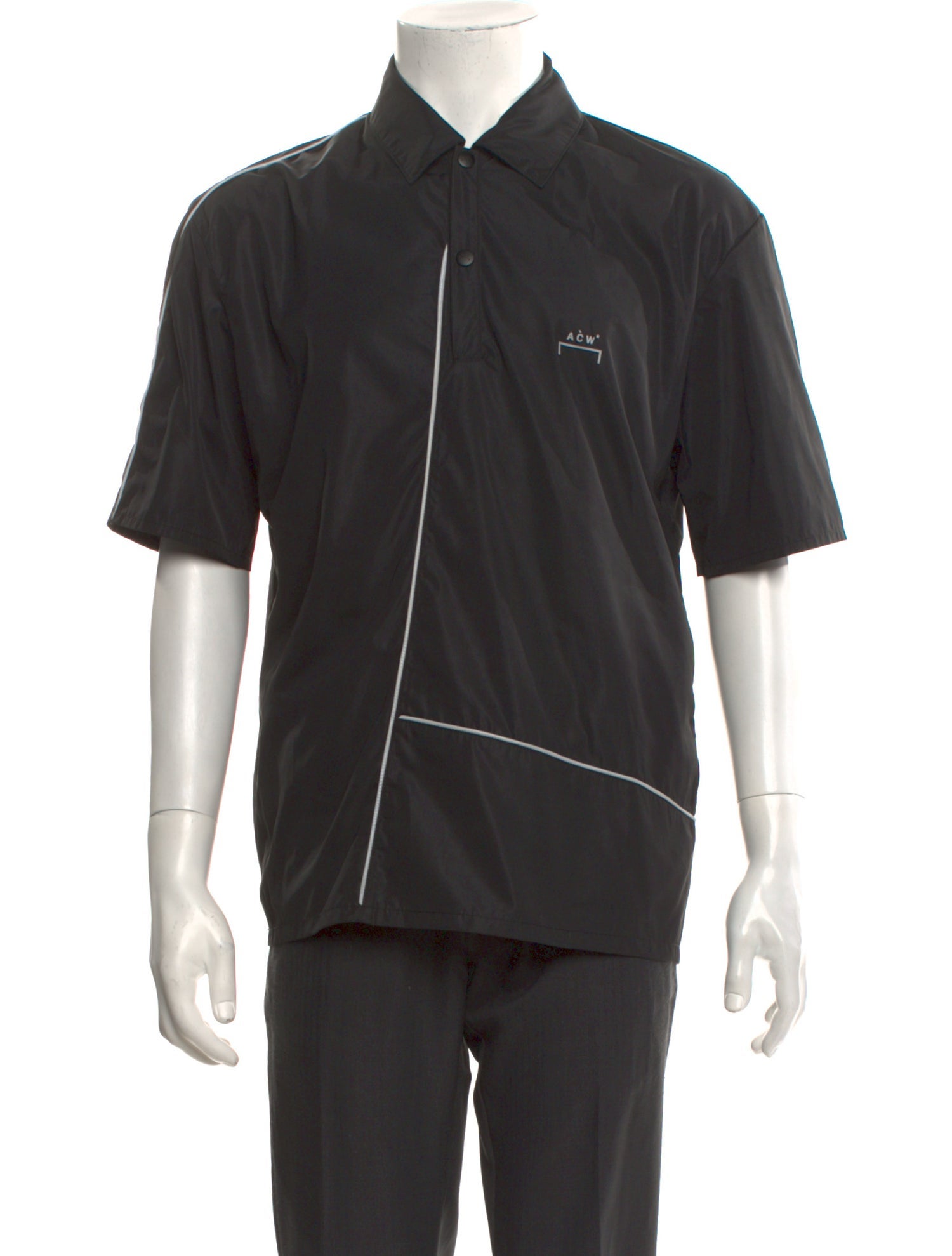 A-Cold-Wall Piping Reflective V-Neck Polo Shirt