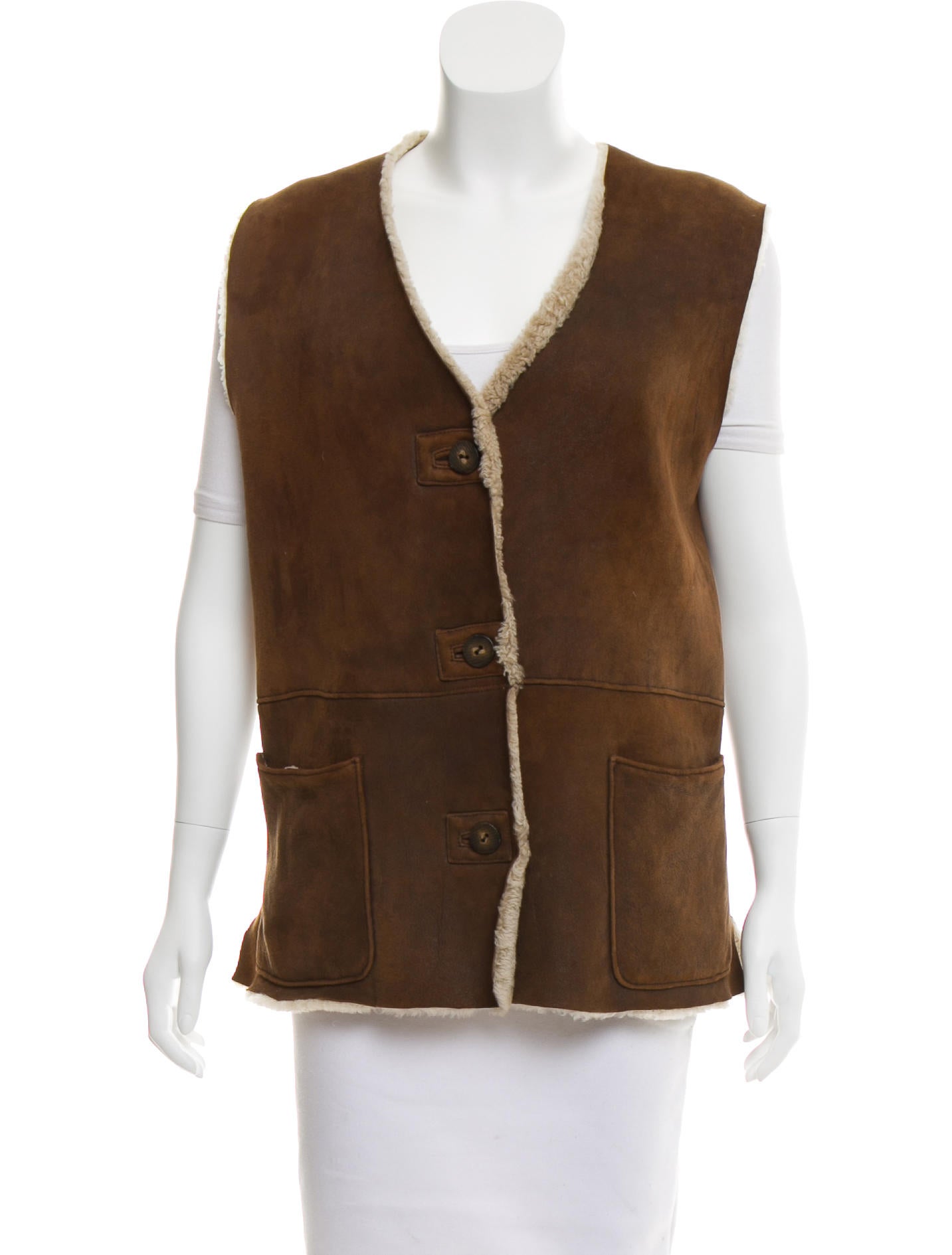 Adrienne Vittadini Suede Shearling Vest