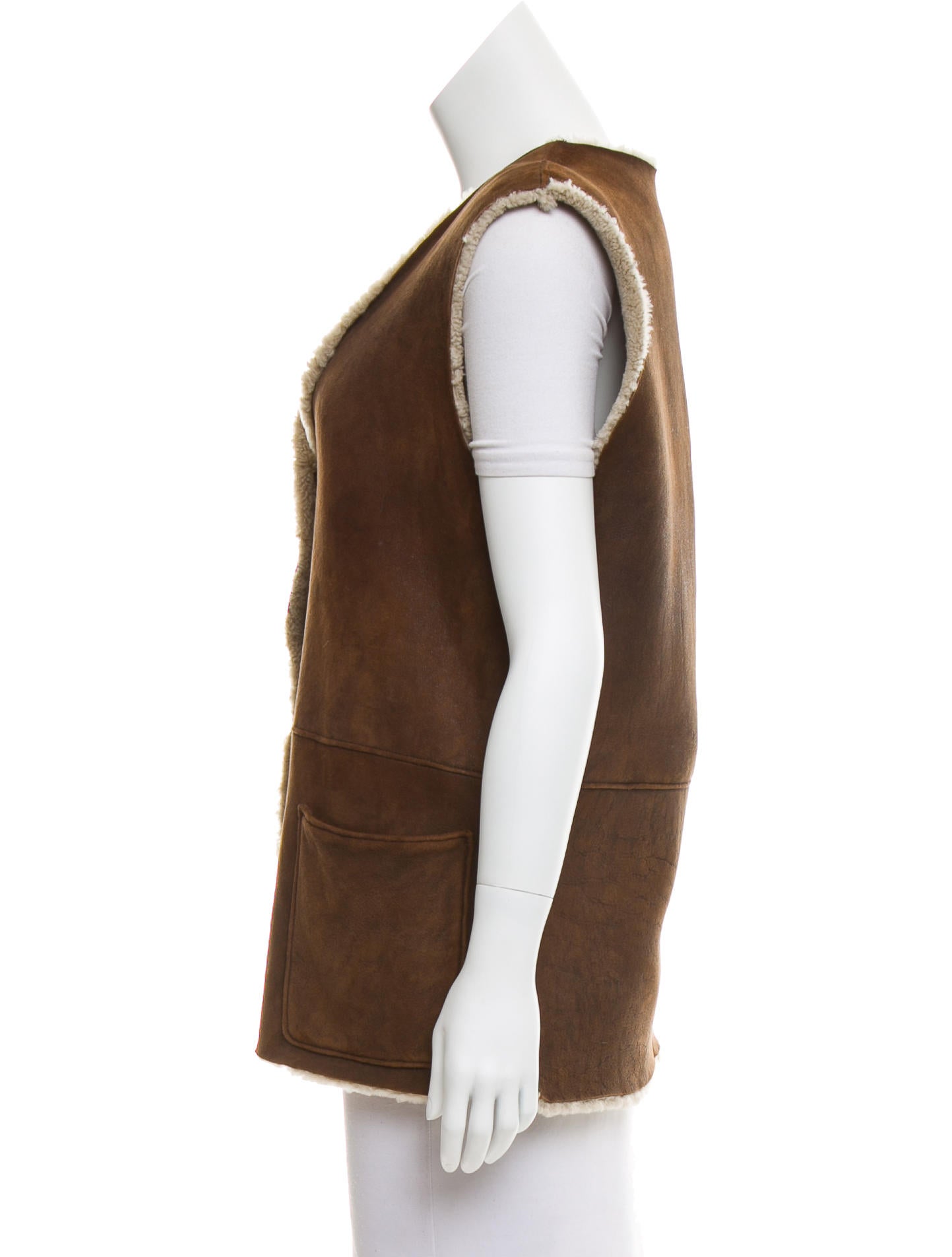 Adrienne Vittadini Suede Shearling Vest