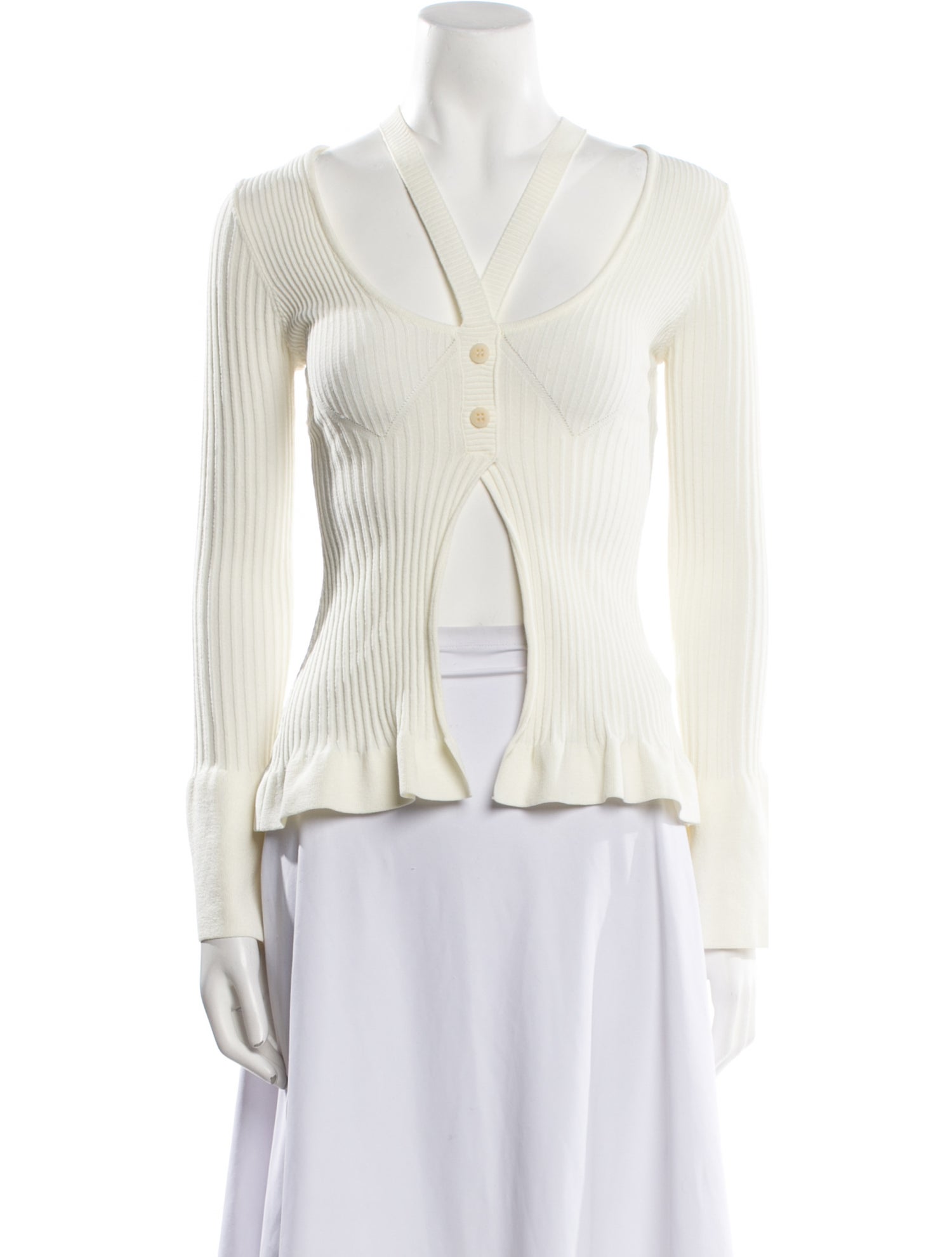 Andrea Adamo V-Neck Long Sleeve Crop Top