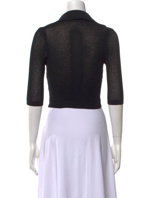 Andrea Adamo V-Neck Three-Quarter Sleeve Crop Top