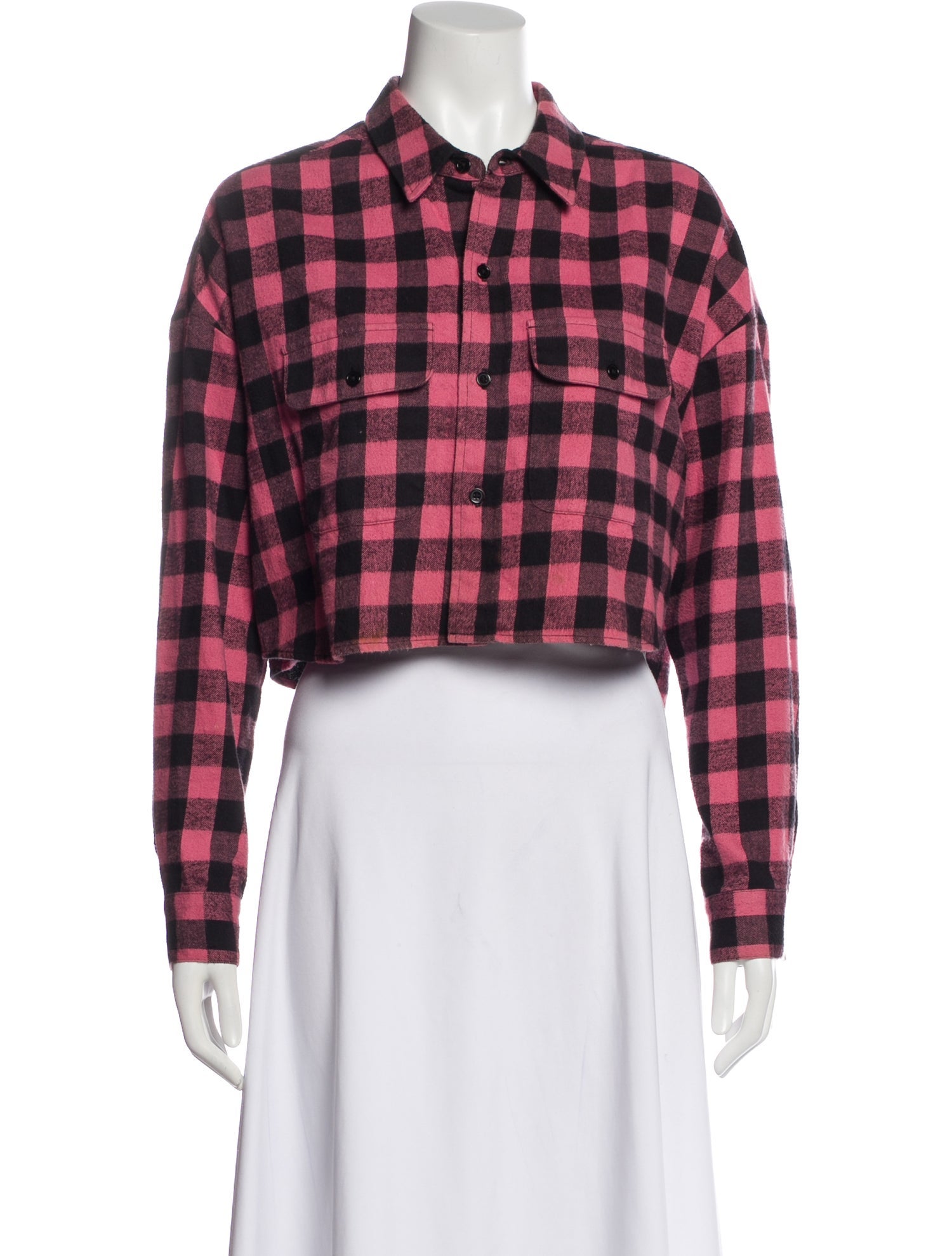 Adaptation Plaid Print Long Sleeve Crop Top