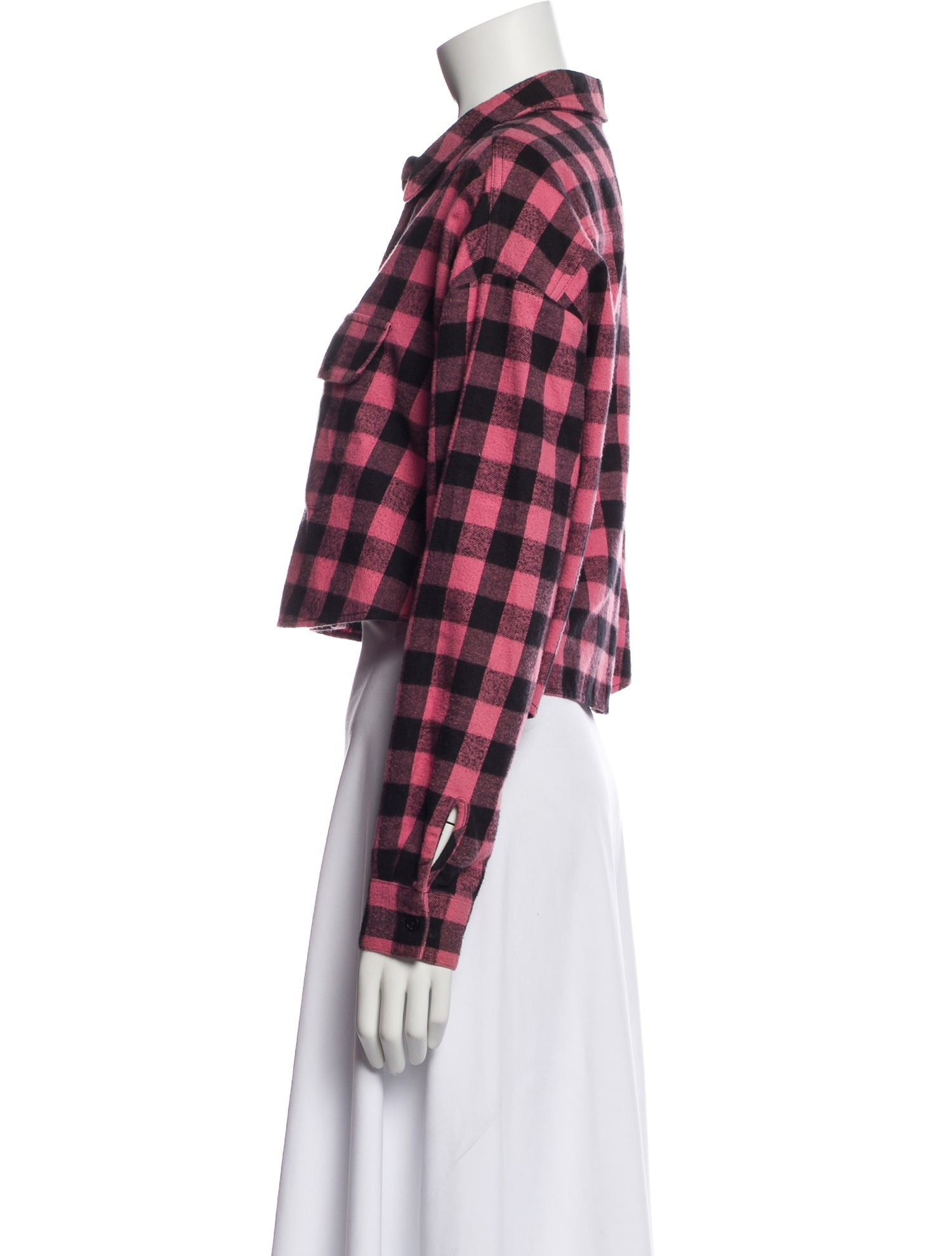Adaptation Plaid Print Long Sleeve Crop Top