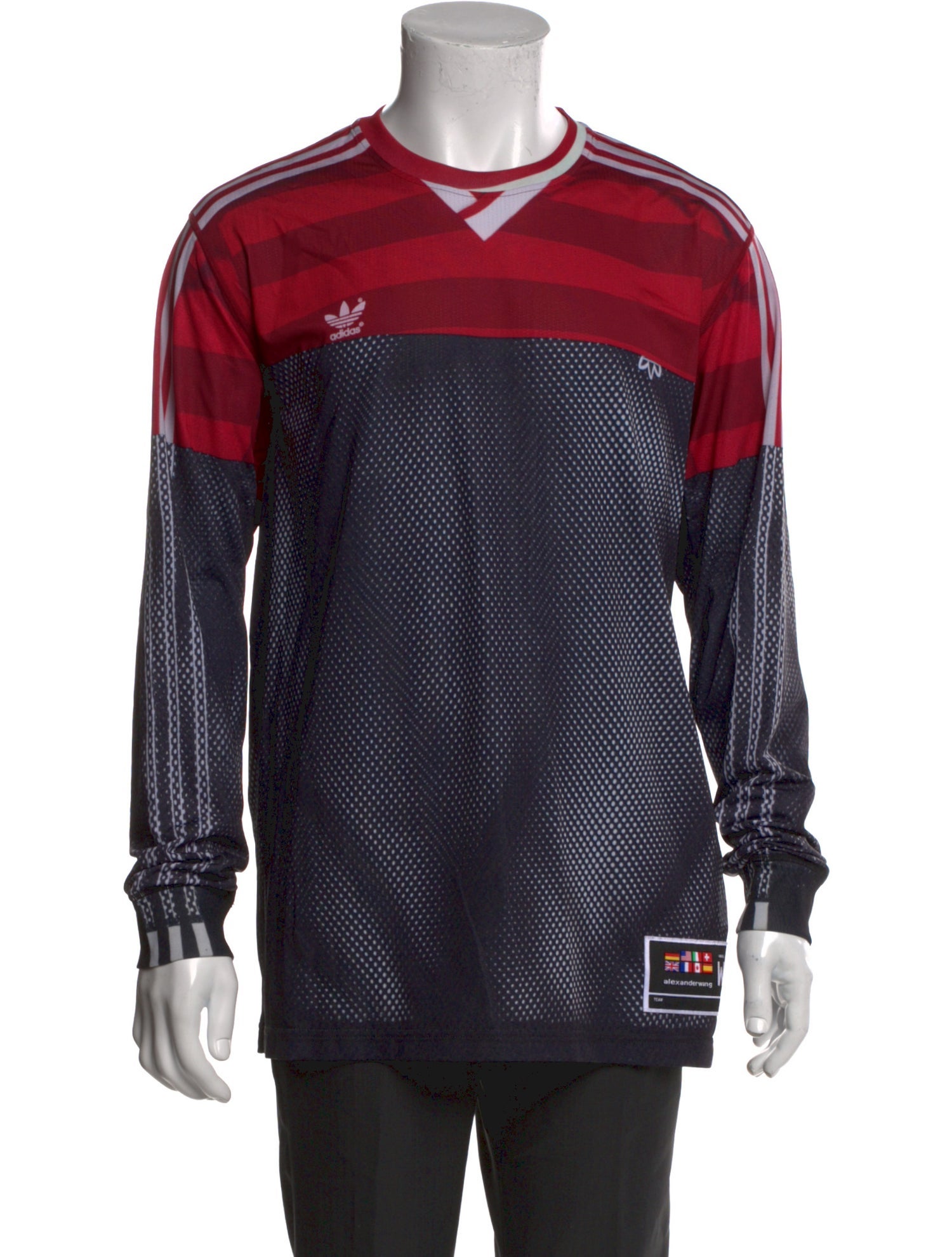 adidas Originals by Alexander Wang Striped Crew Neck Henley