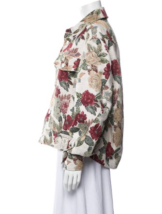 ADER error Floral Print Denim Jacket