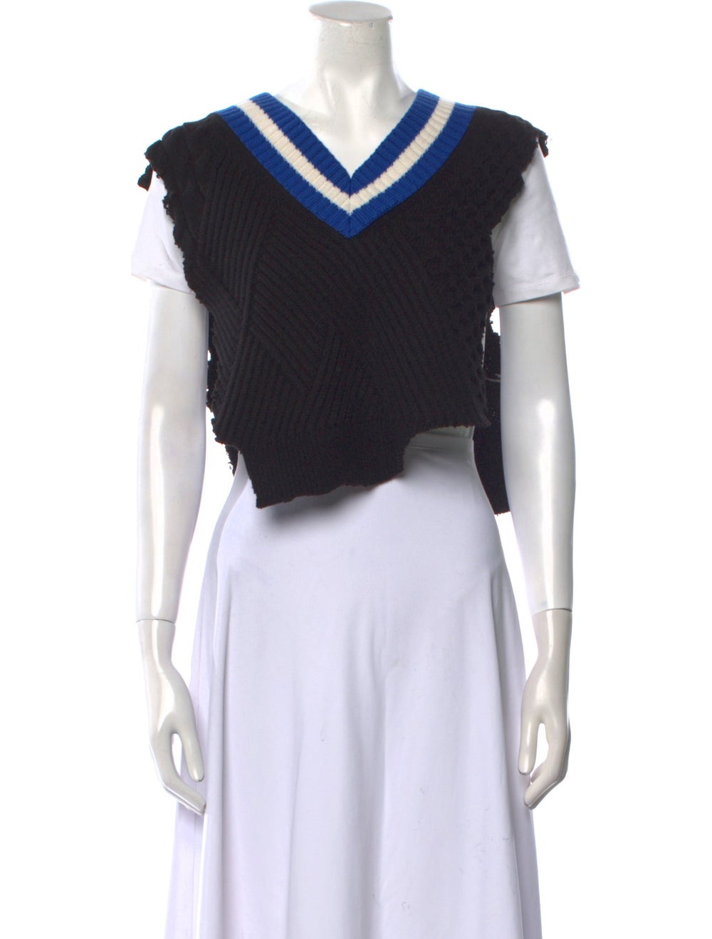 Ader error Wool Cropped Sweater Black Short Sleev… - image 1