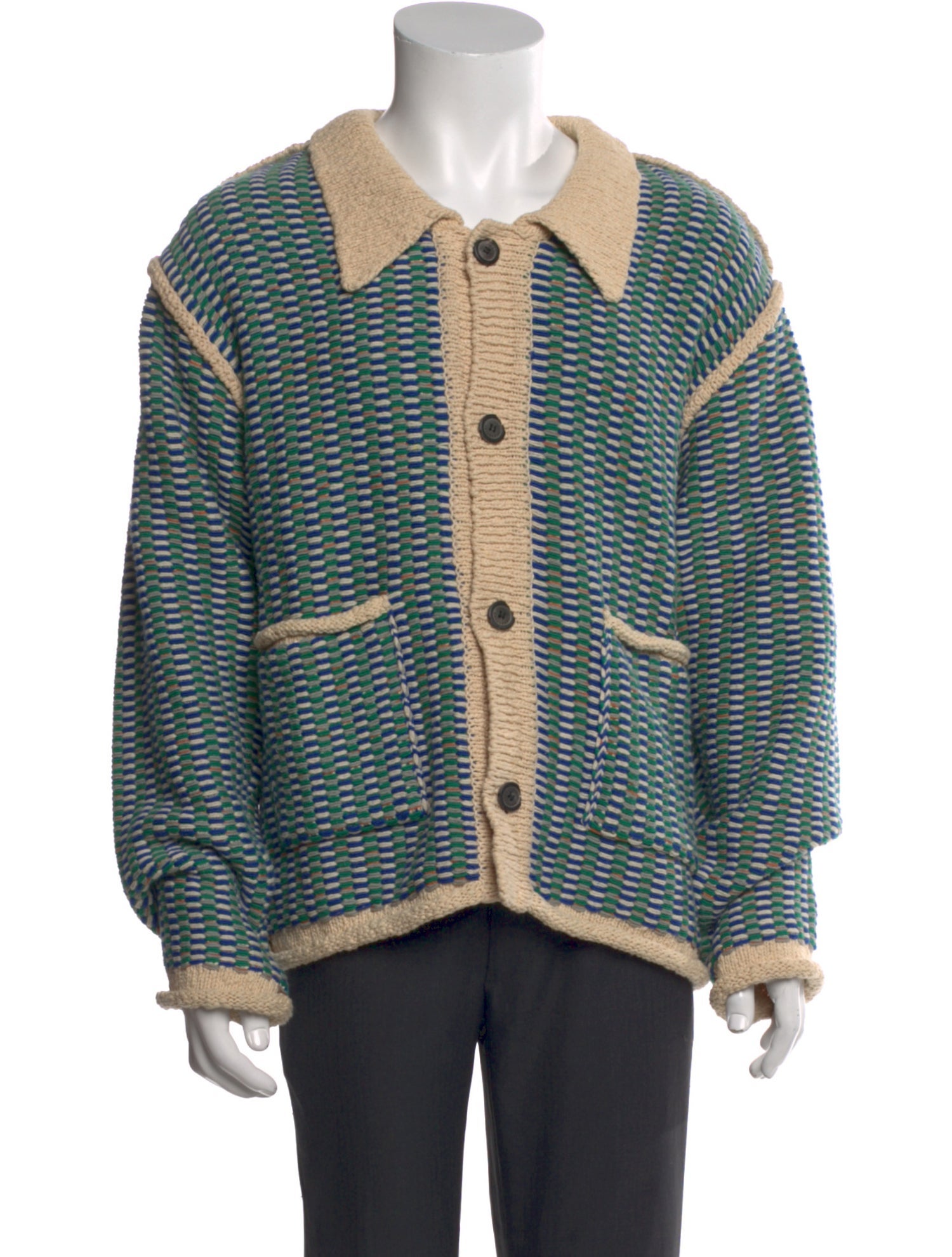 ADER error Striped Collar Cardigan