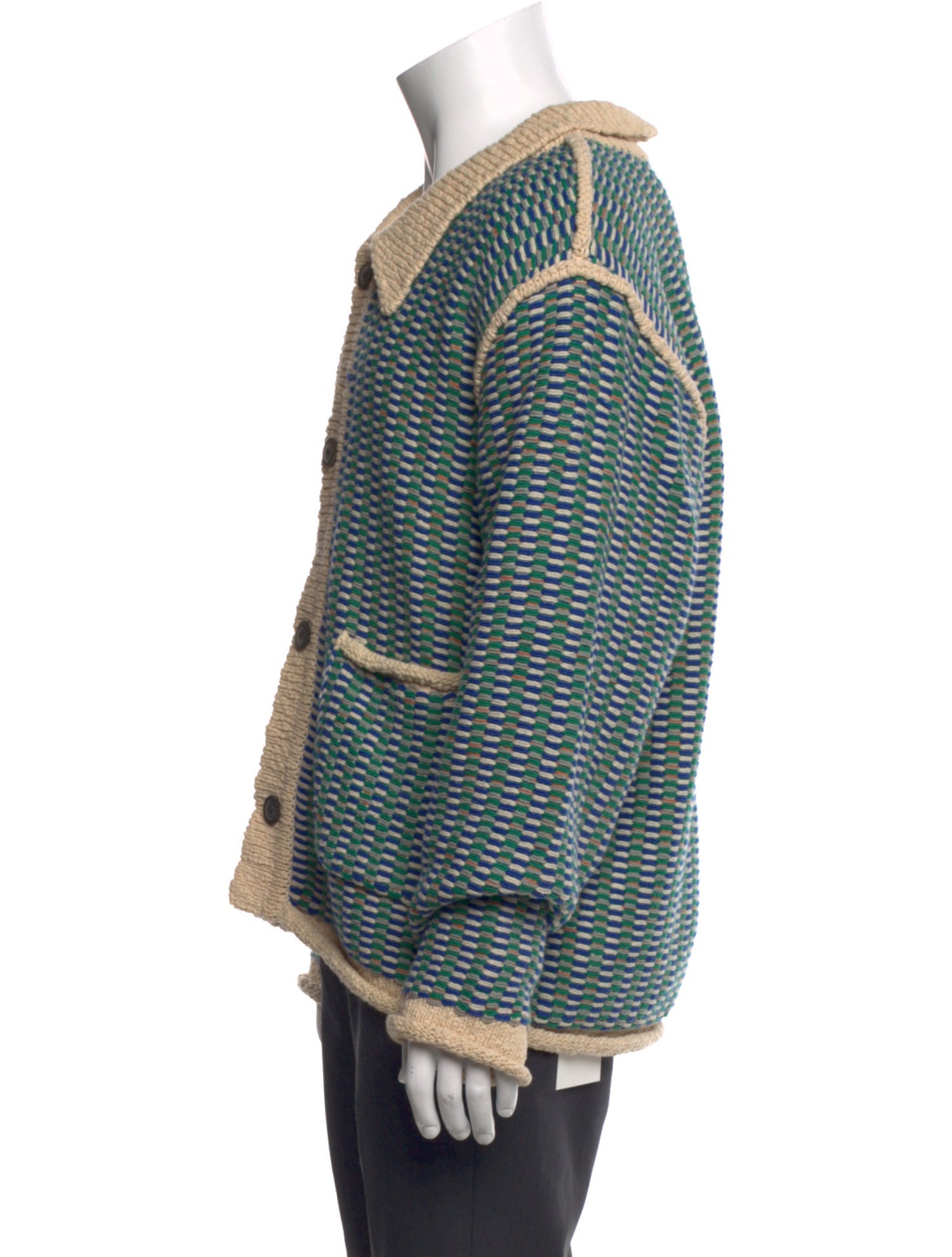 ADER error Striped Collar Cardigan