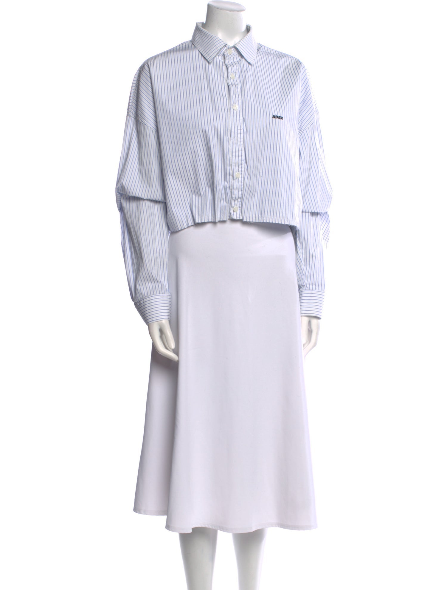 ADER error Striped Long Sleeve Button-Up Top