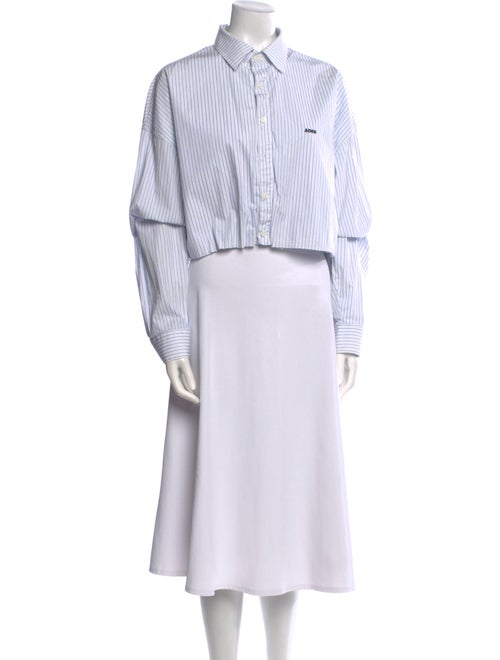 ADER error Striped Long Sleeve Button-Up Top