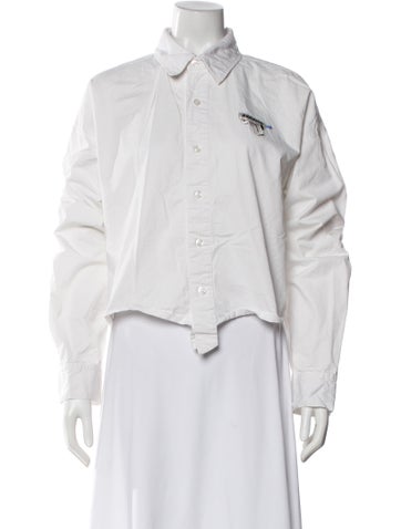 Pre-owned Ader Error Long Sleeve Button-up Top In White