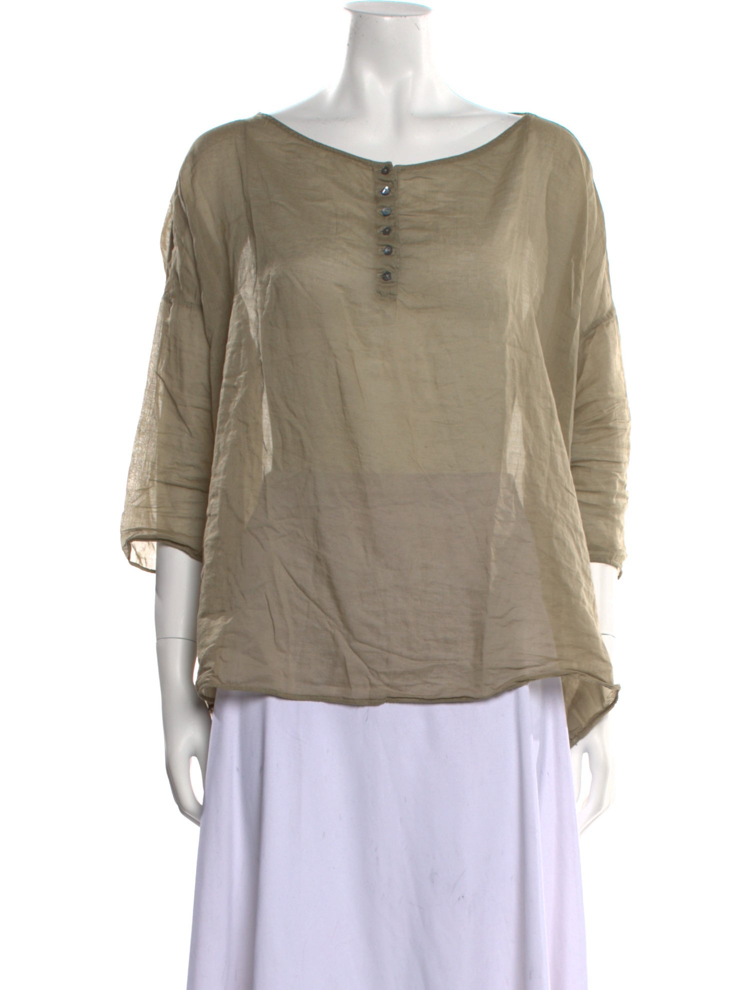 Album di Famiglia Scoop Neck Three-Quarter Sleeve Blouse