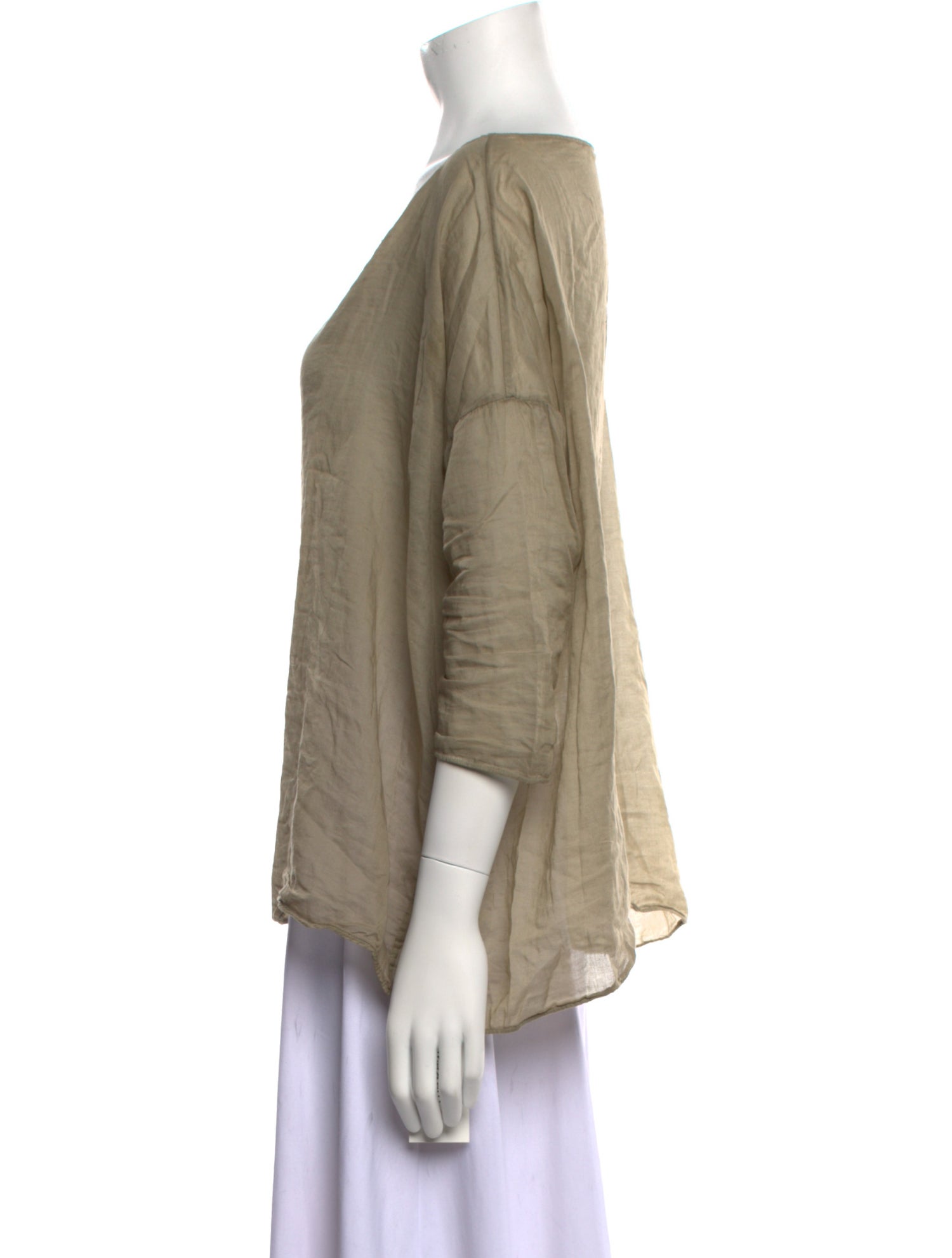 Album di Famiglia Scoop Neck Three-Quarter Sleeve Blouse
