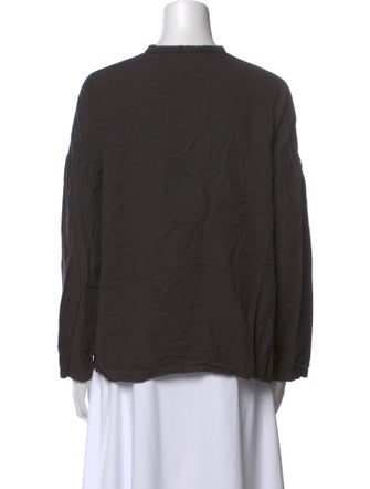 Album di Famiglia Mock Neck Long Sleeve Button-Up Top