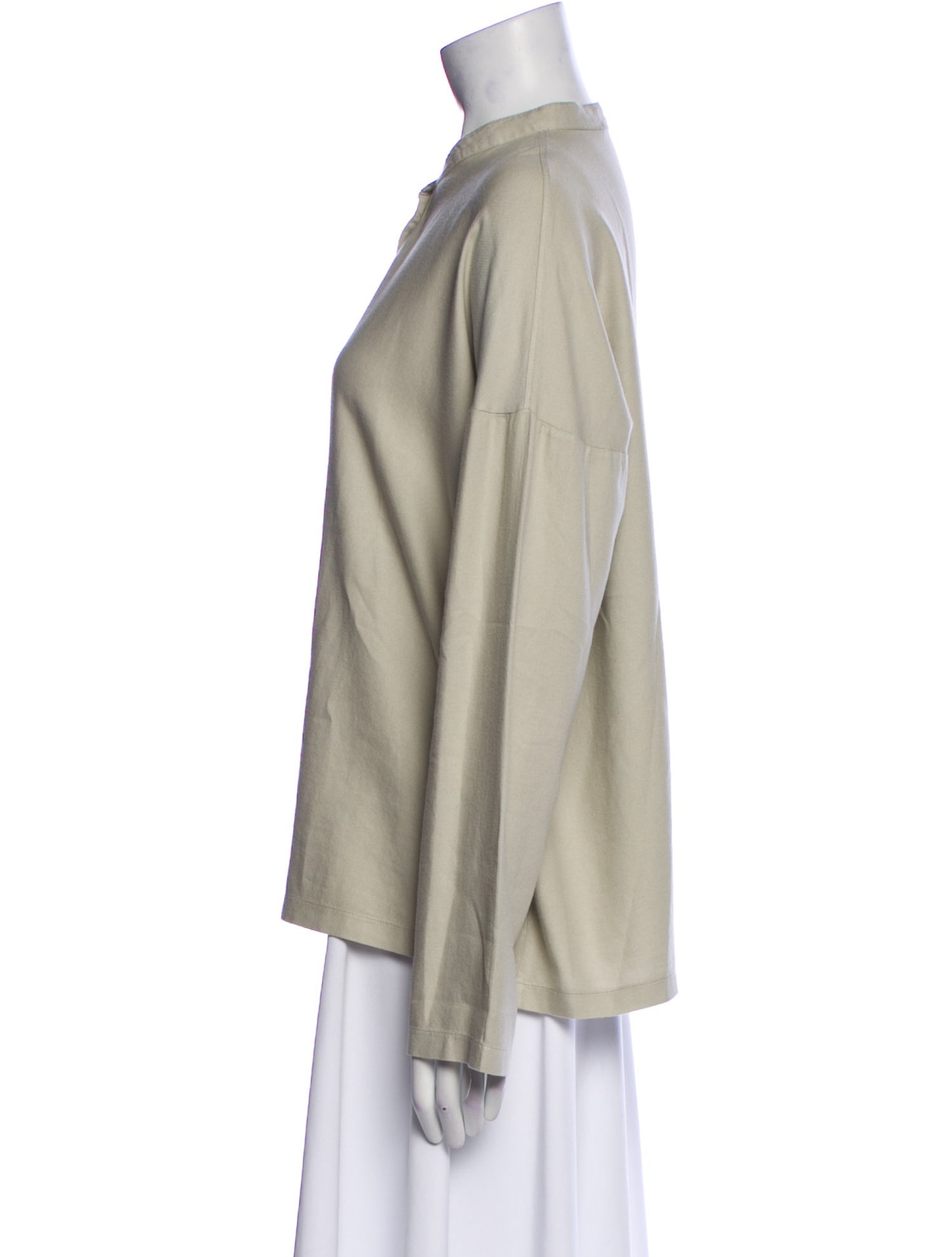 Album di Famiglia Mock Neck Long Sleeve Button-Up Top