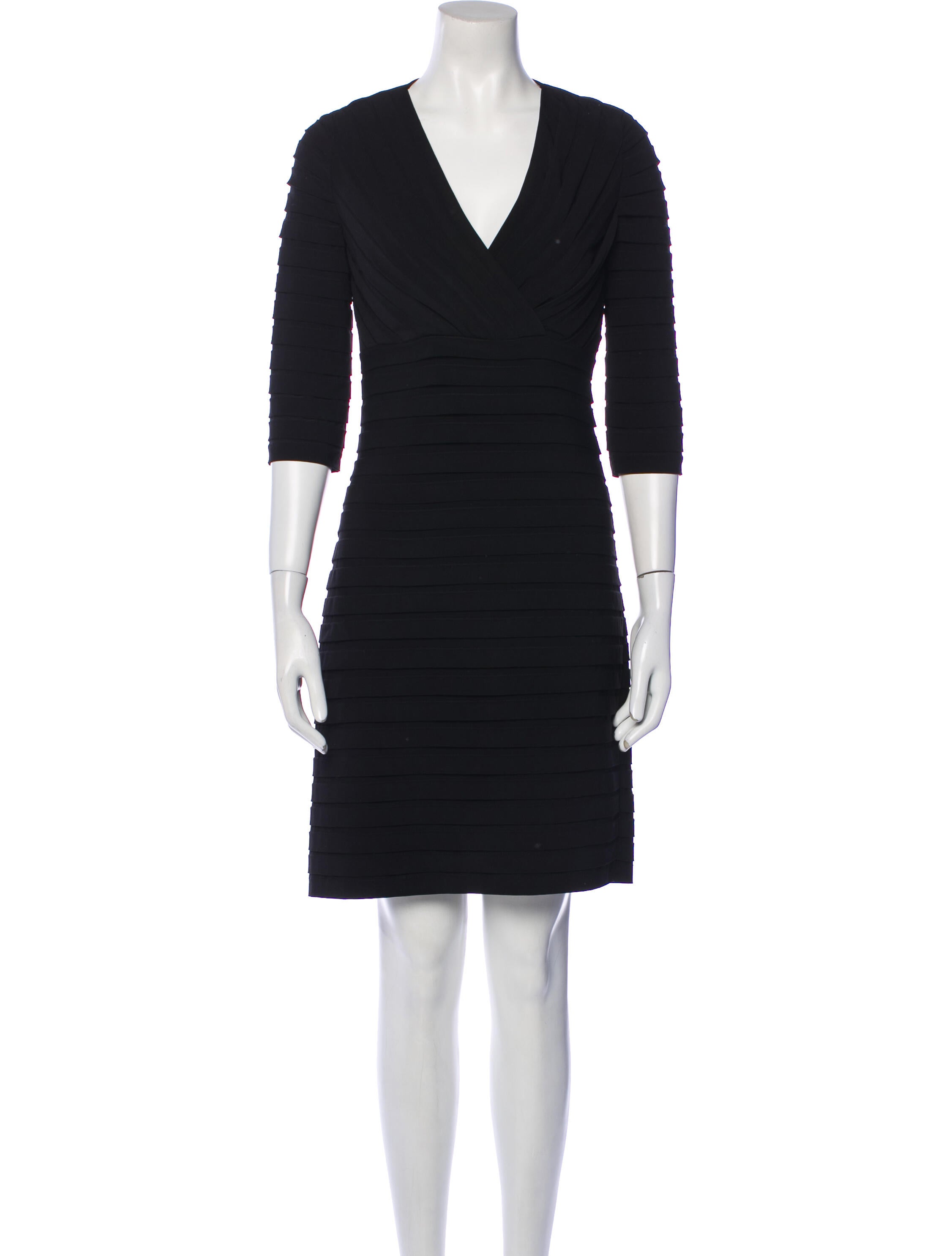 Adriana Iglesias Plunge Neckline Knee-Length Dress