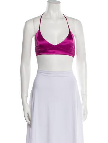 Adriana Iglesias Tops Halterneck Sleeveless Crop Top S