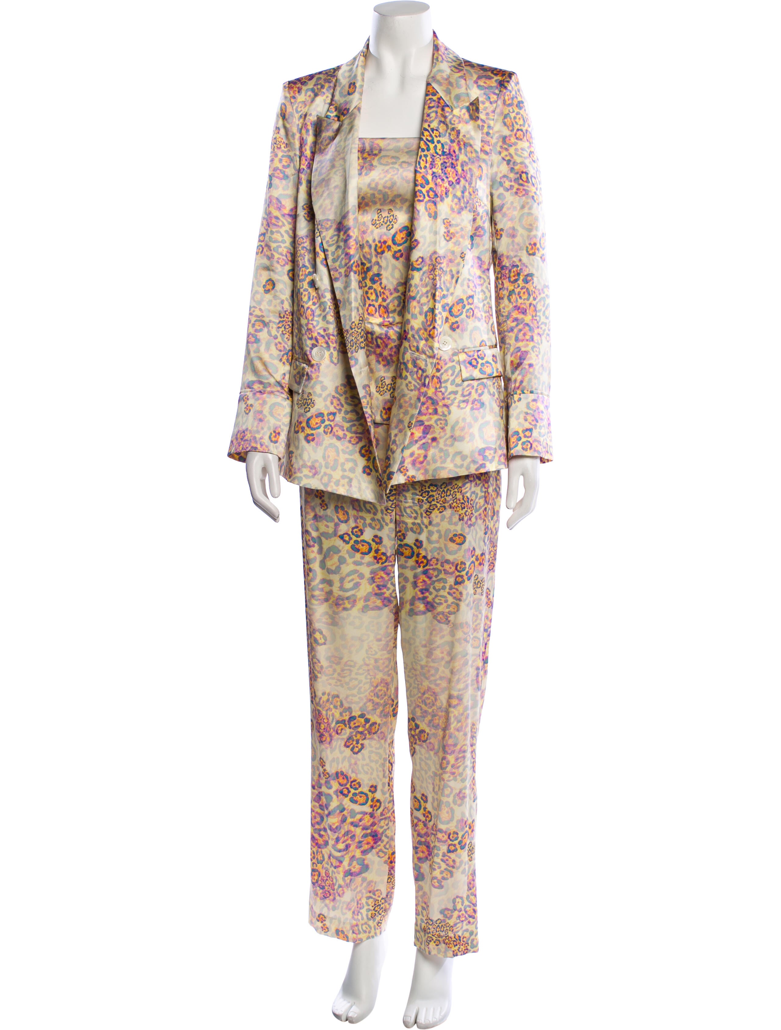 Adriana Iglesias Silk Animal Print Pant Set w/ Tags