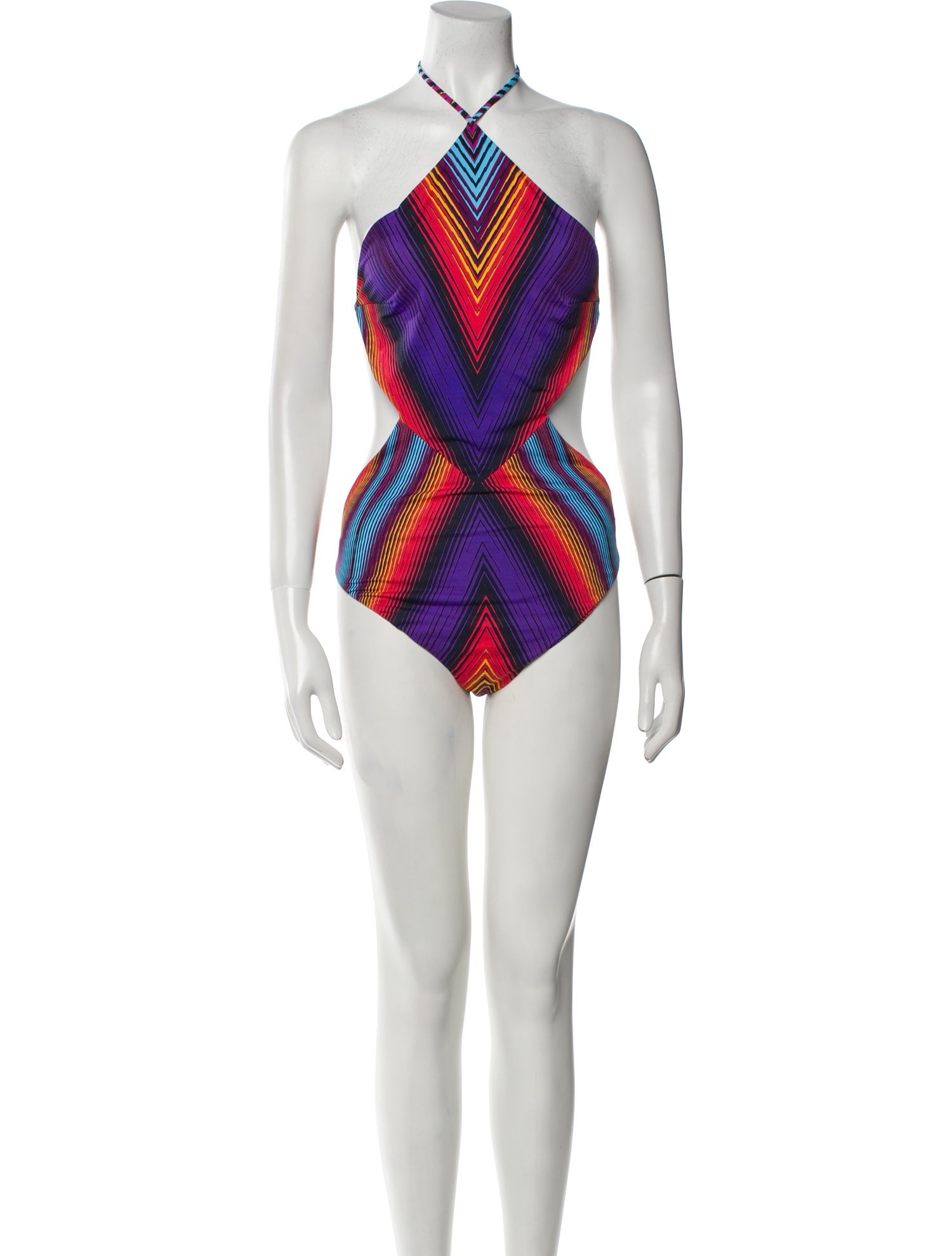 Adriana Iglesias Striped Cutout Accent One-Piece w/ Tags
