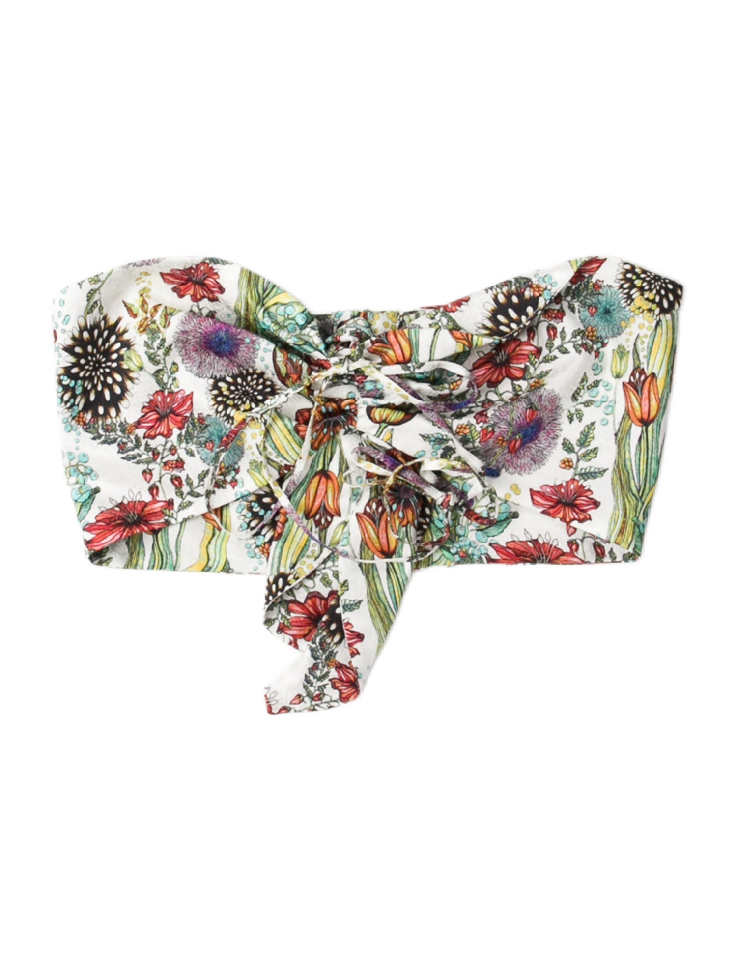 Adriana Iglesias Silk Floral Print Crop Top